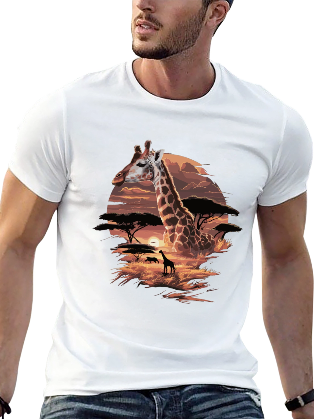 Giraffe Sunset Graphic Tee