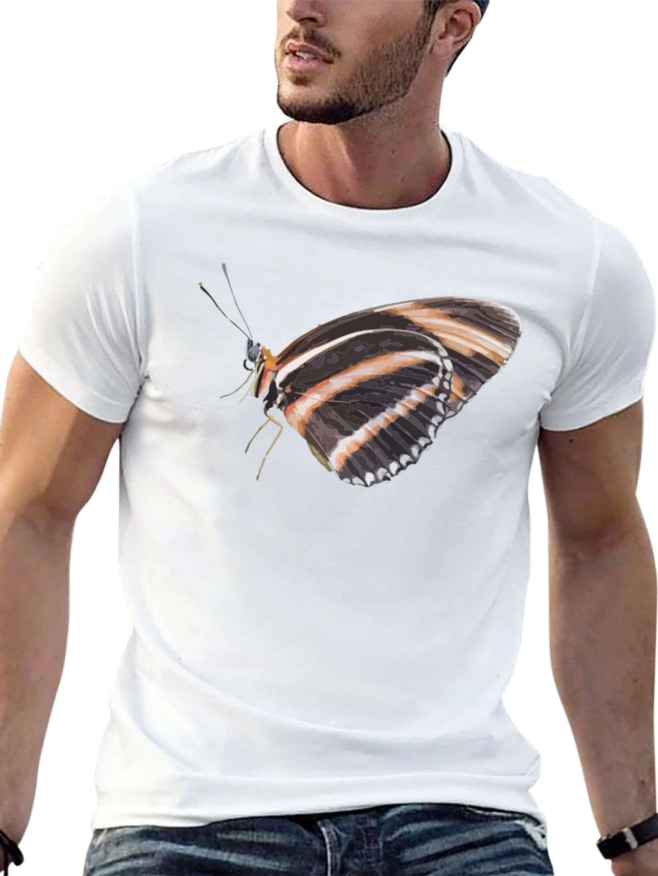 Butterfly Print Black T-Shirt