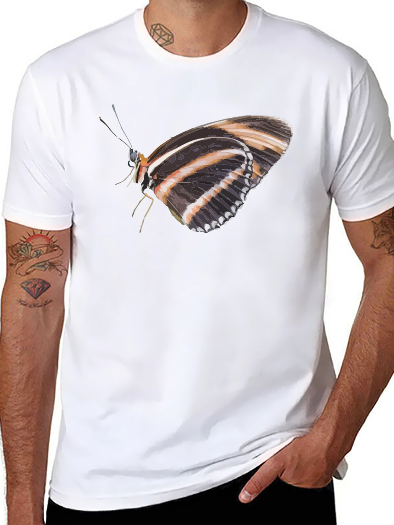 Butterfly Print Black T-Shirt