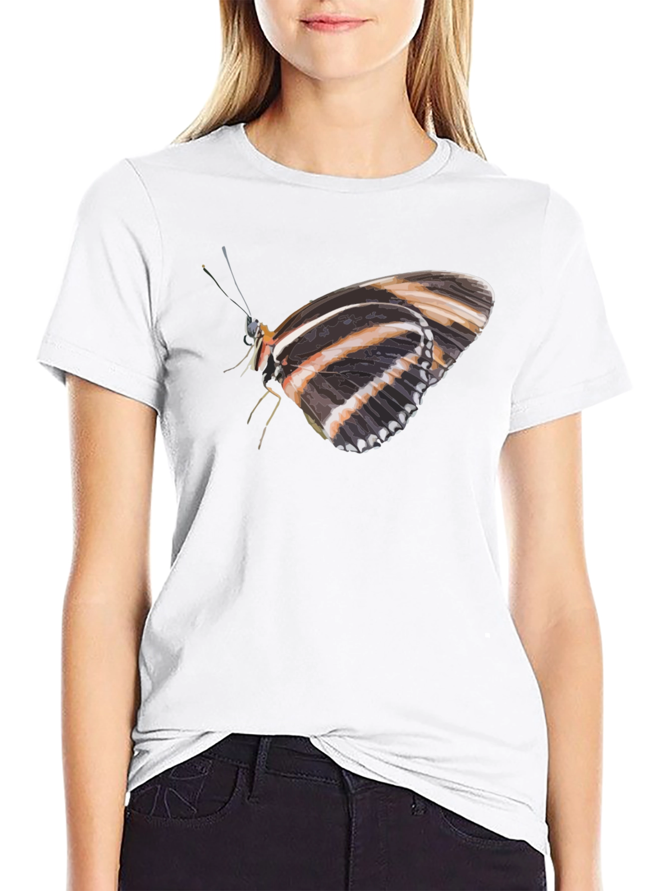 Butterfly Print Black T-Shirt