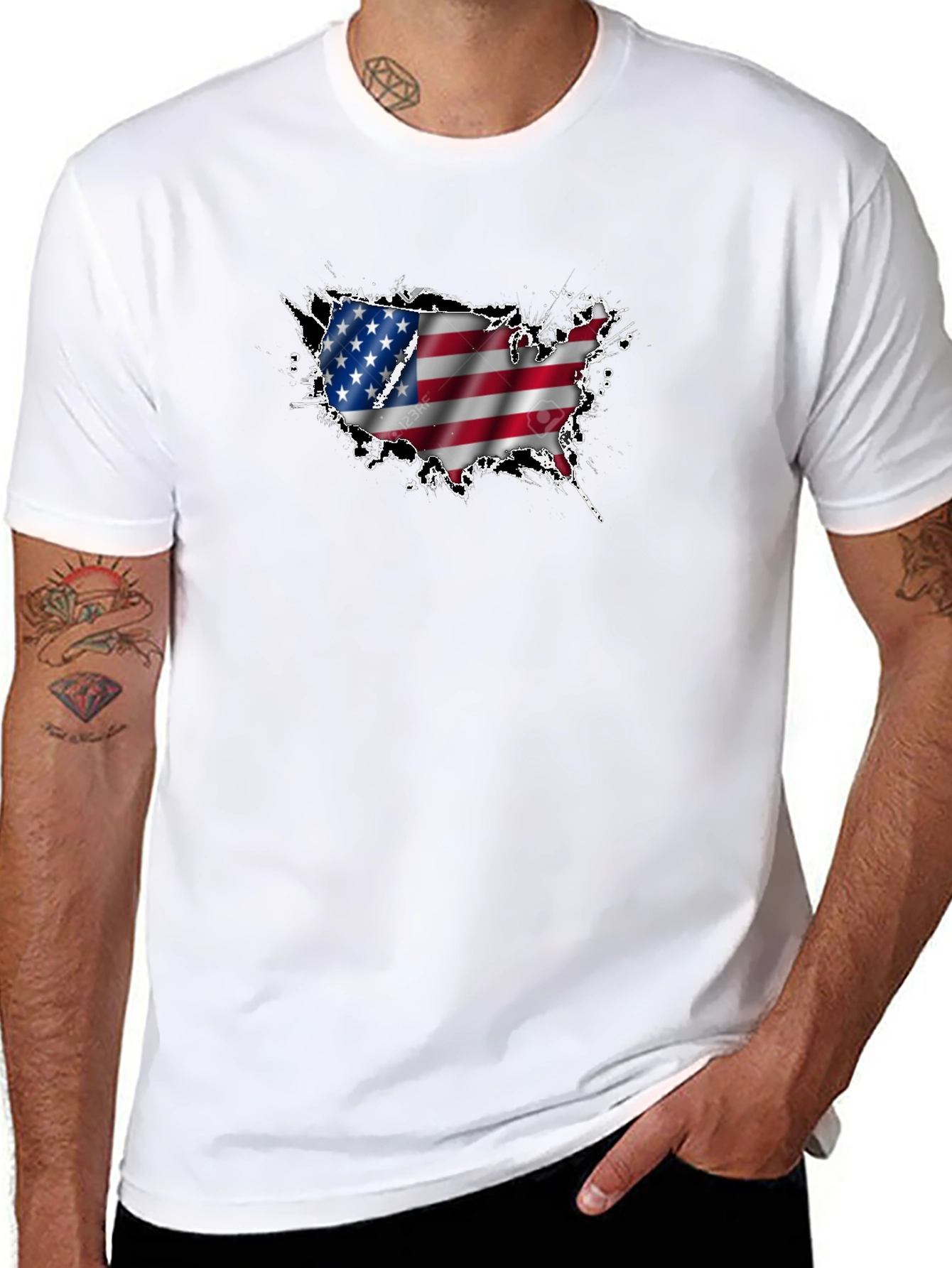 USA Flag Map Graphic T-Shirt