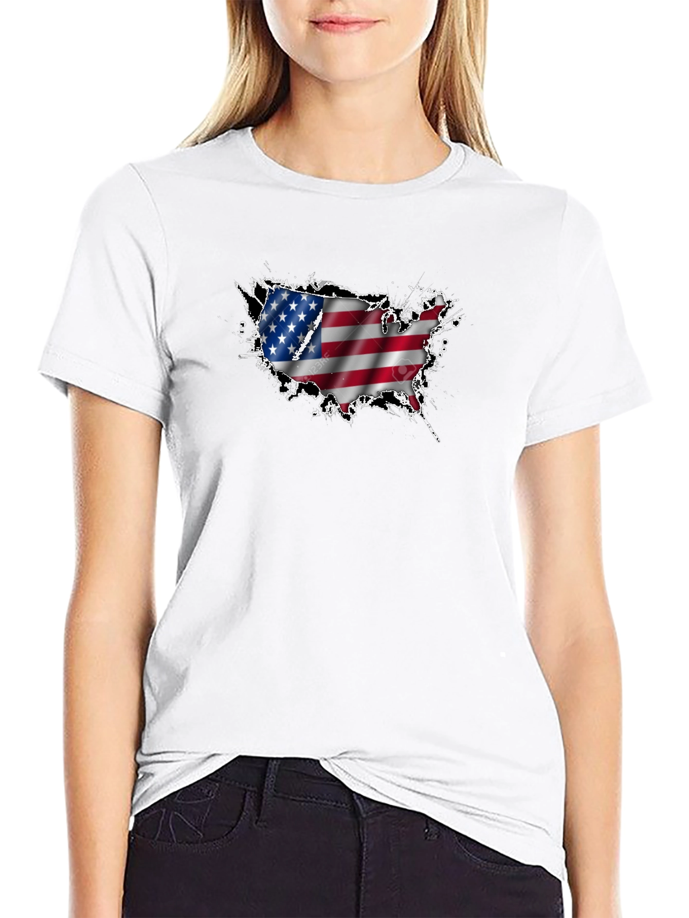 USA Flag Map Graphic T-Shirt