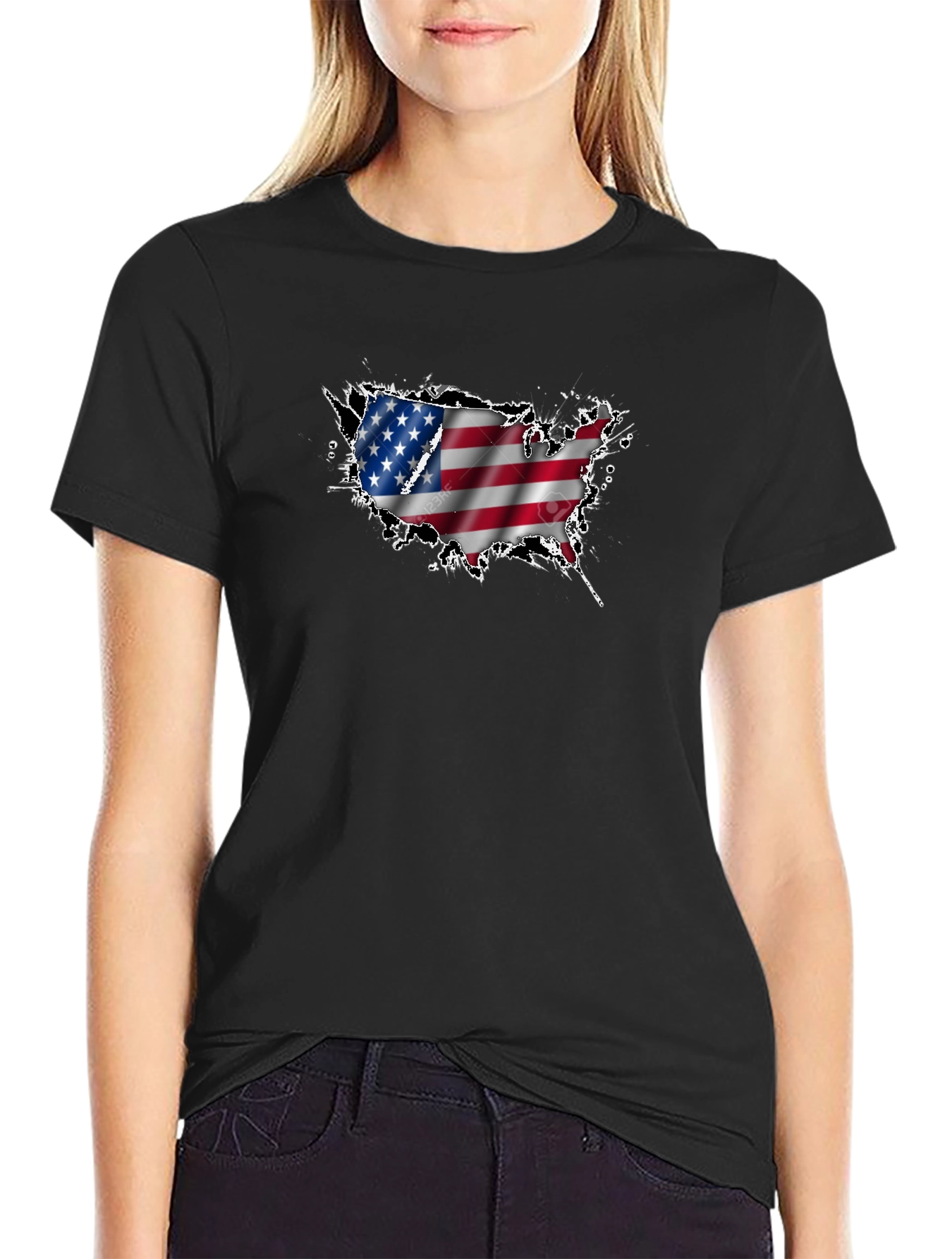 USA Flag Map Graphic T-Shirt