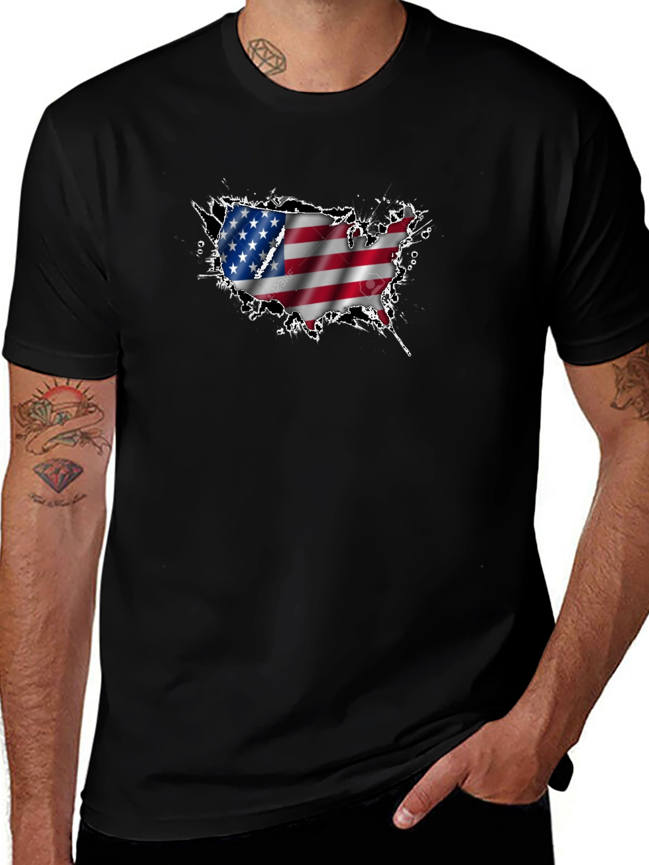 USA Flag Map Graphic T-Shirt
