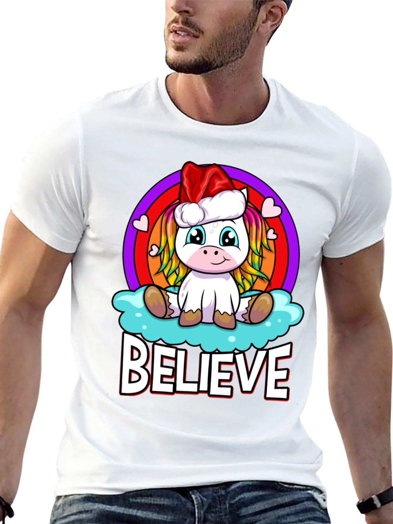 Believe Unicorn Christmas T-Shirt