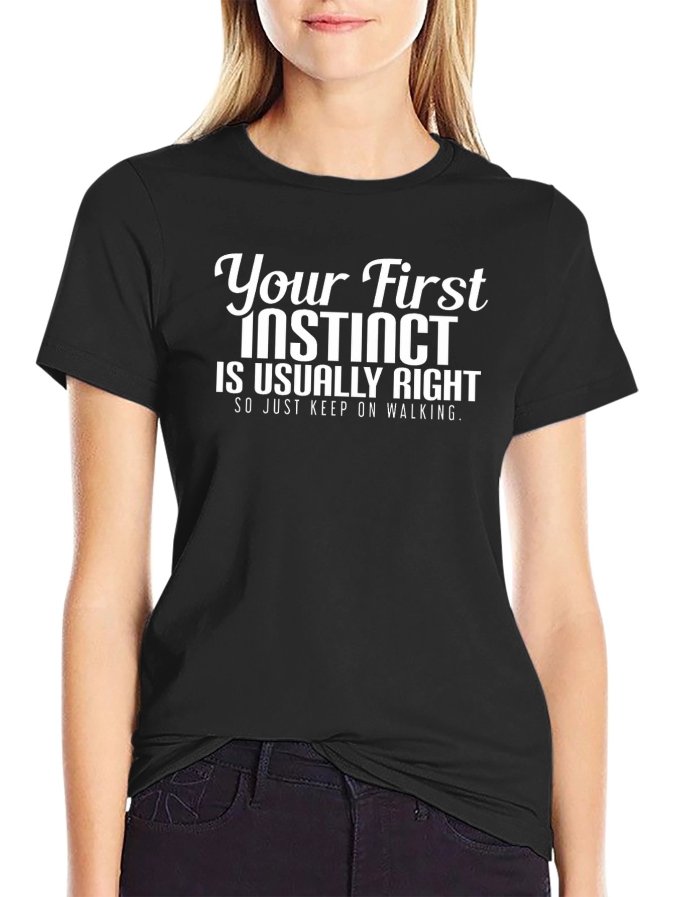 Instinct is Right Graphic T-Shirt - Black Cotton Tee