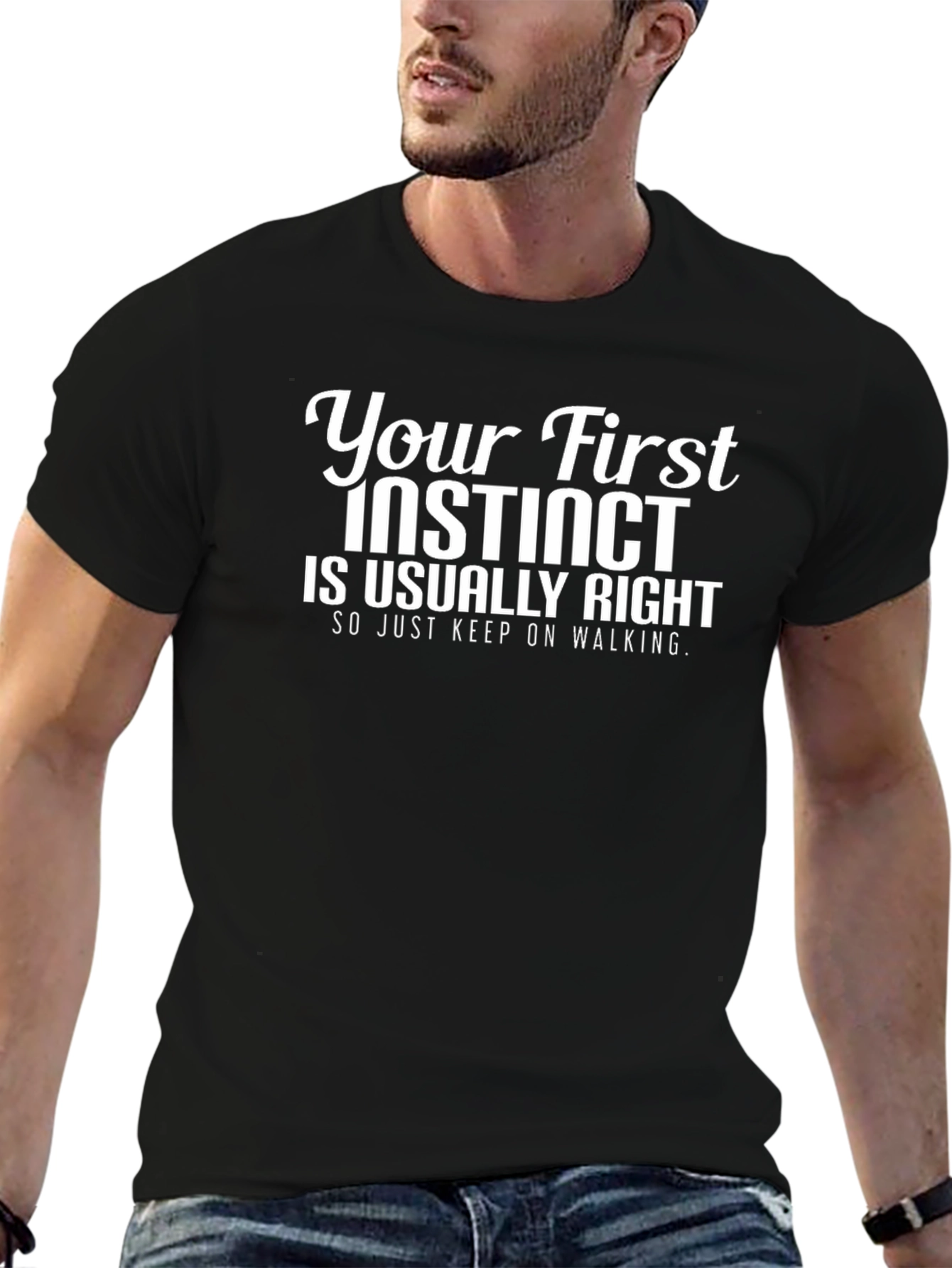 Instinct is Right Graphic T-Shirt - Black Cotton Tee