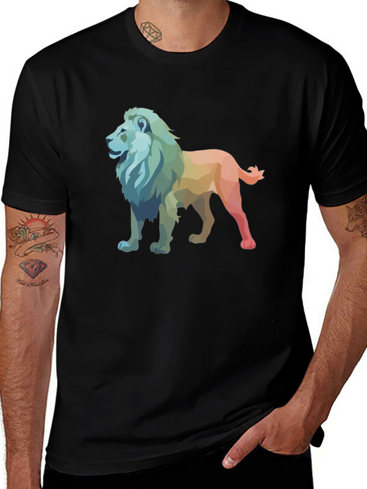 Colorful Geometric Lion Graphic T-Shirt