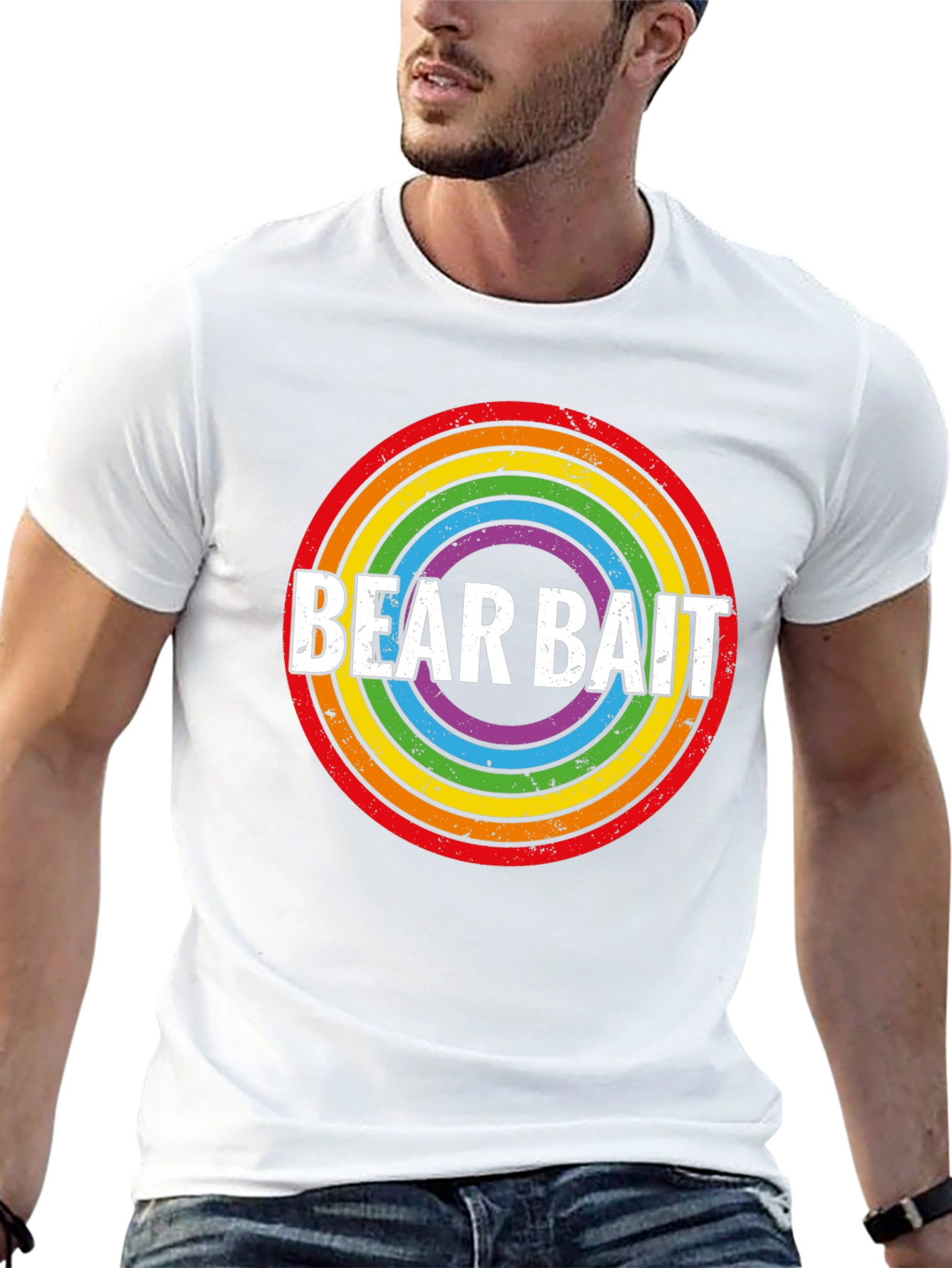 Bear Bait Rainbow Circle Graphic T-Shirt