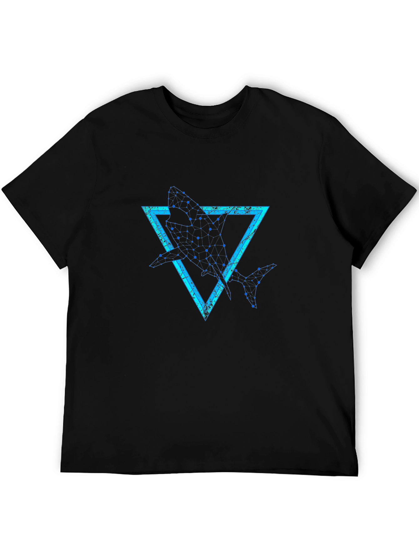 Geometric Shark Graphic Tee - Stylish Black T-Shirt