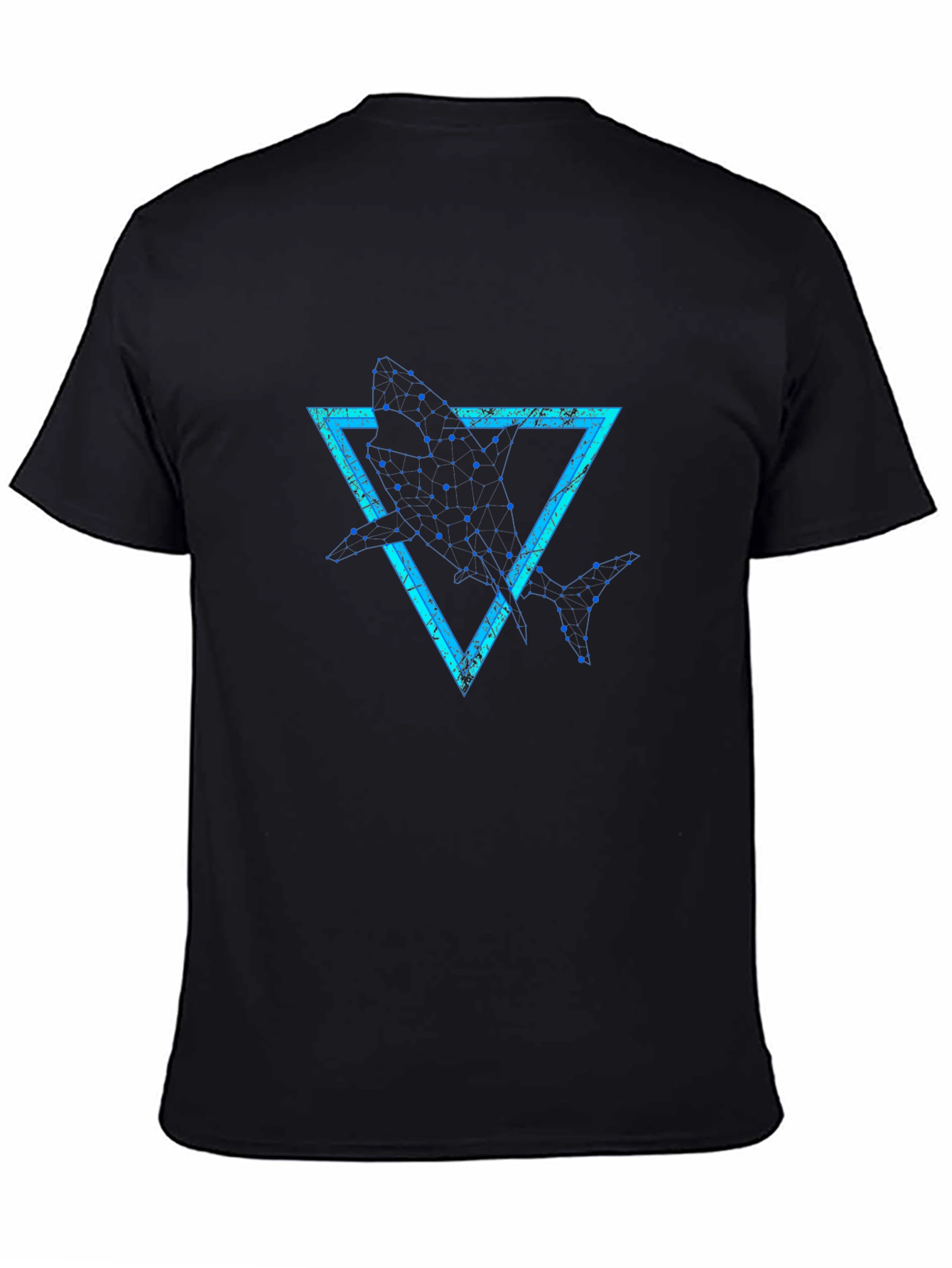 Geometric Shark Graphic Tee - Stylish Black T-Shirt