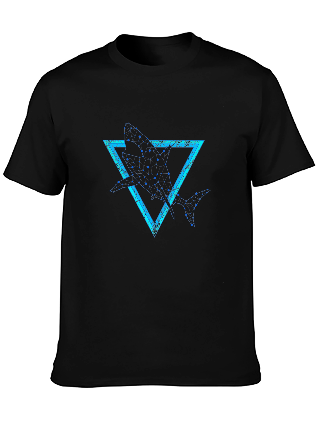 Geometric Shark Graphic Tee - Stylish Black T-Shirt