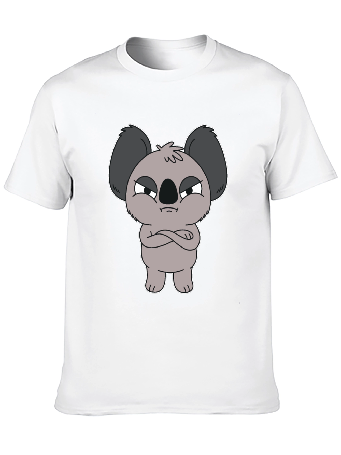 Grumpy Koala Cartoon Graphic T-Shirt - Black