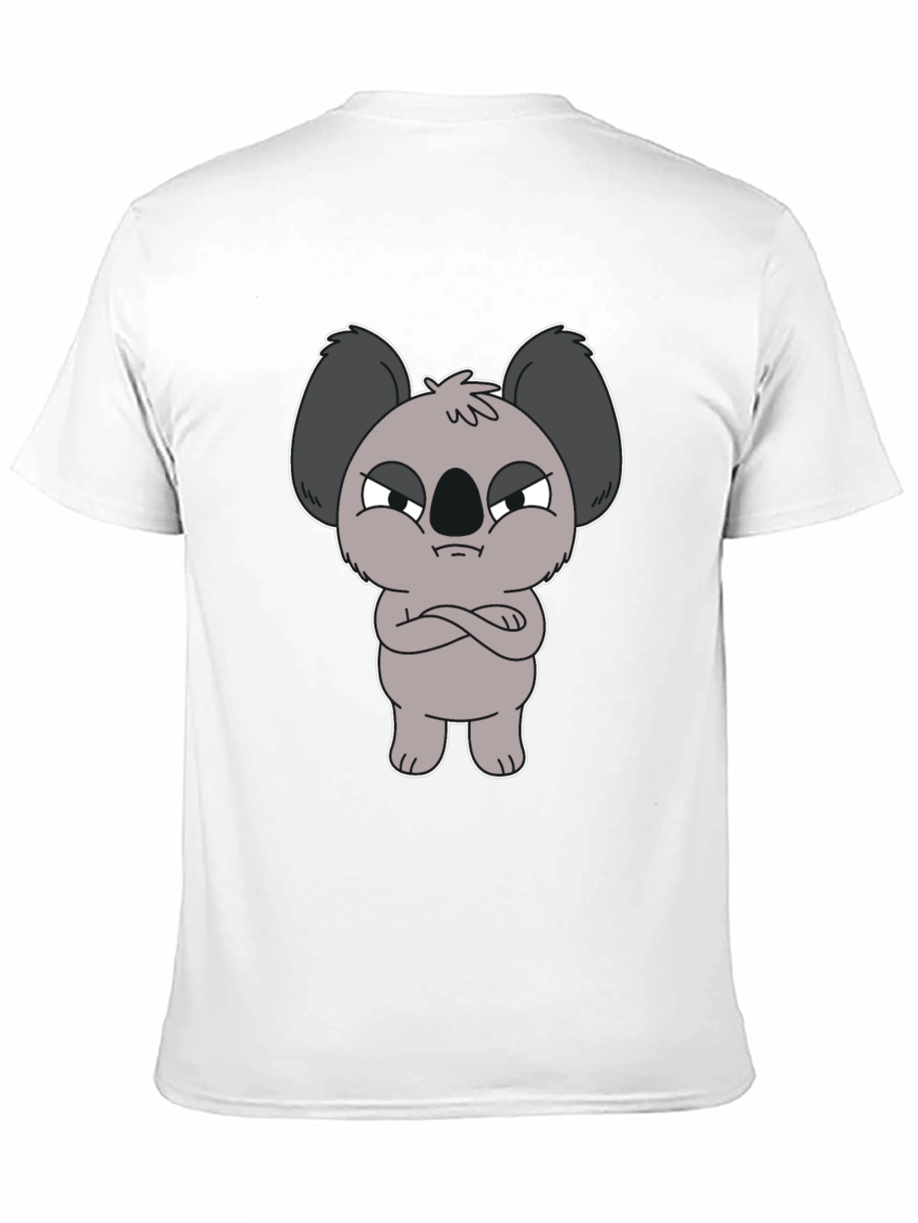 Grumpy Koala Cartoon Graphic T-Shirt - Black