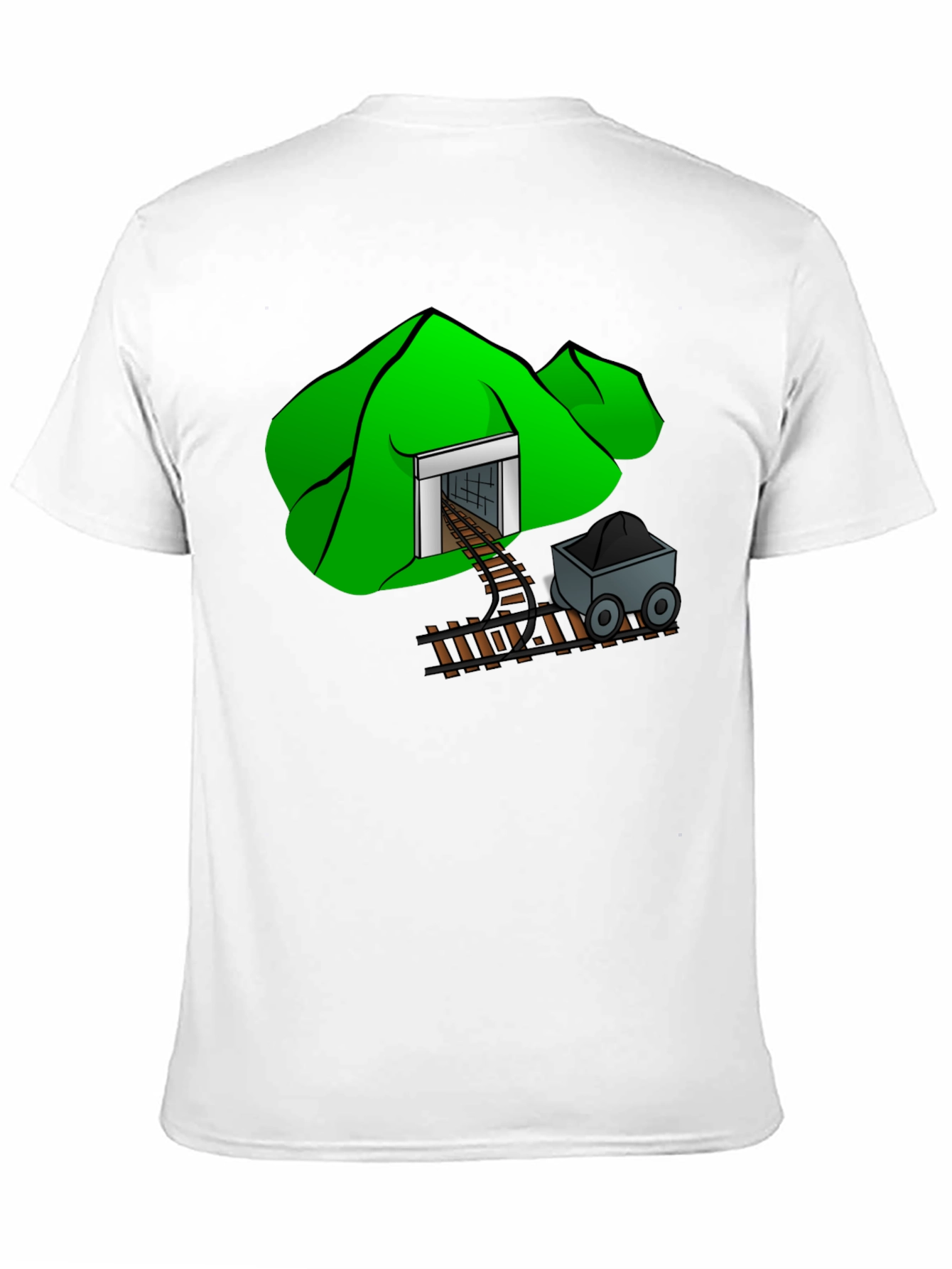 Mine Cart T-Shirt - Cartoon Mountain Design