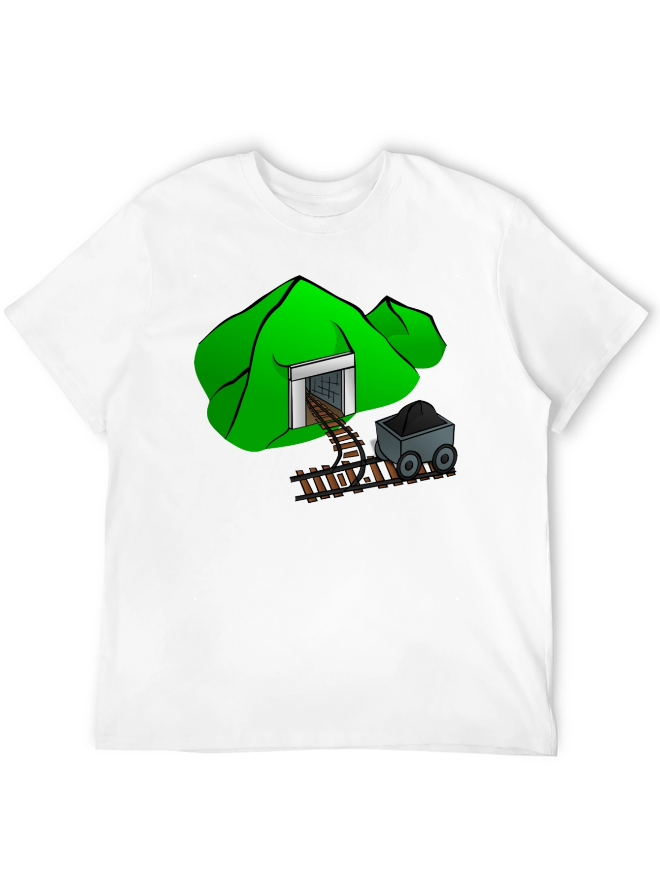 Mine Cart T-Shirt - Cartoon Mountain Design