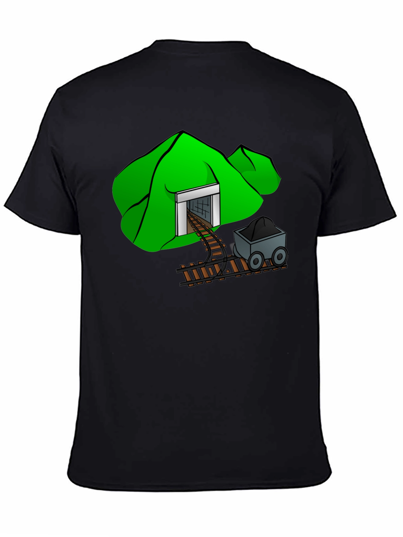 Mine Cart T-Shirt - Cartoon Mountain Design