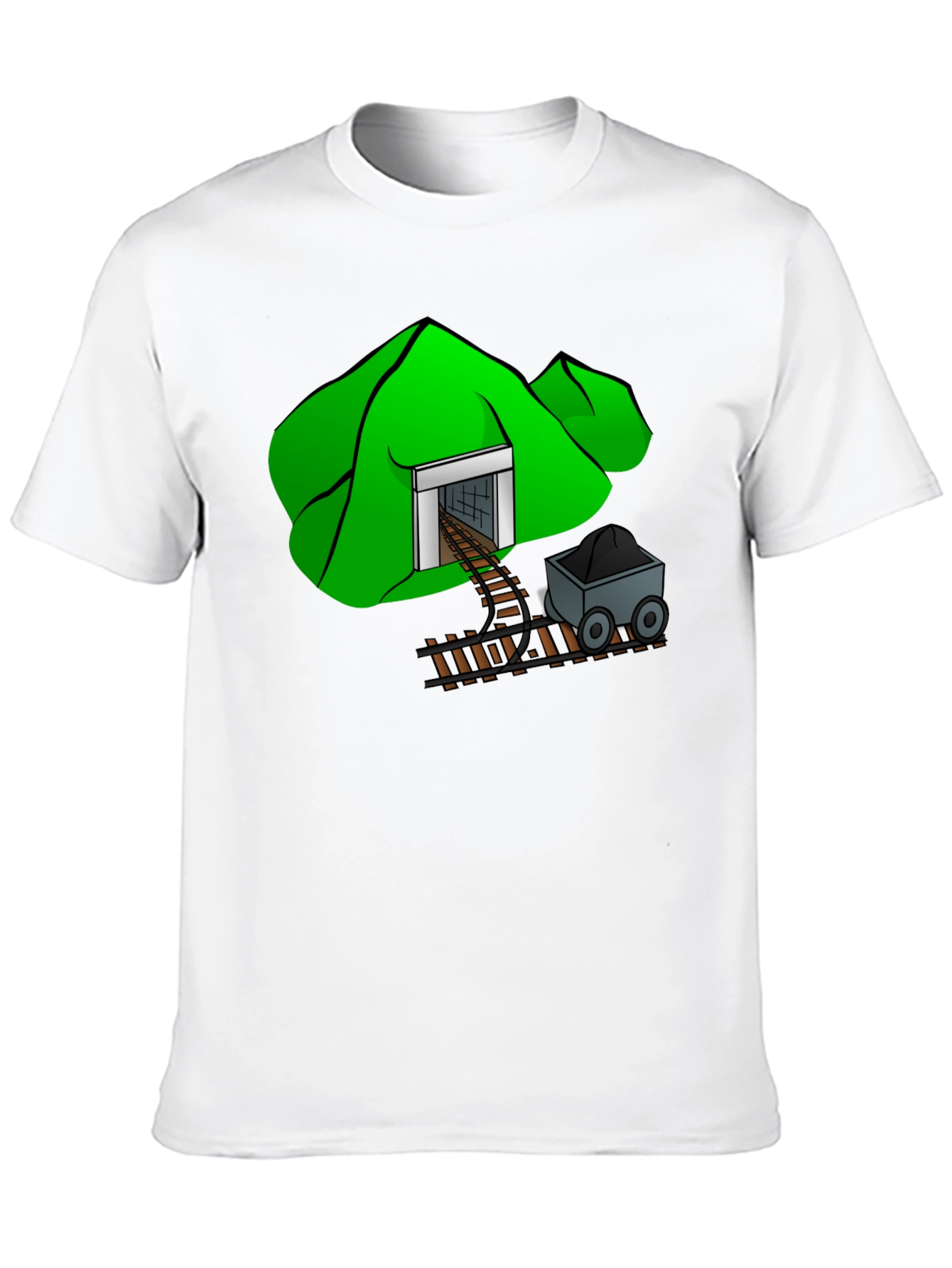 Mine Cart T-Shirt - Cartoon Mountain Design