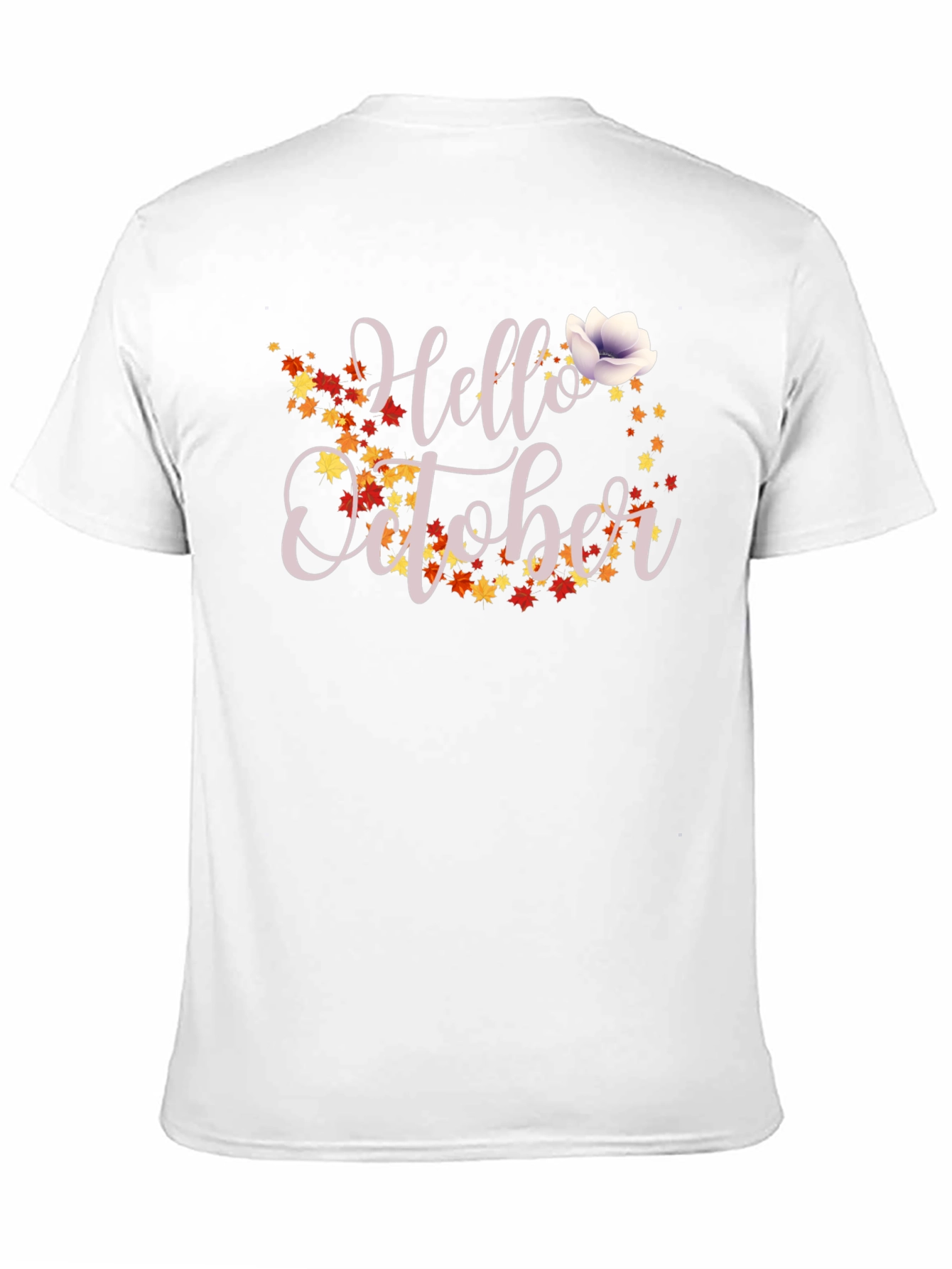 Hello October Fall Leaves Graphic T-Shirt
