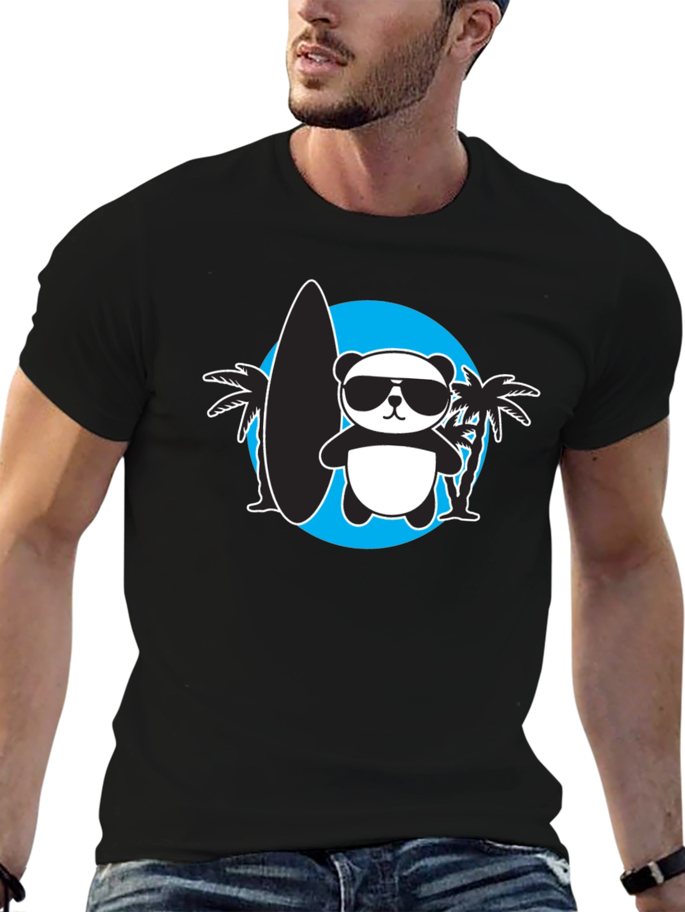 Cool Panda Surfer Graphic Tee