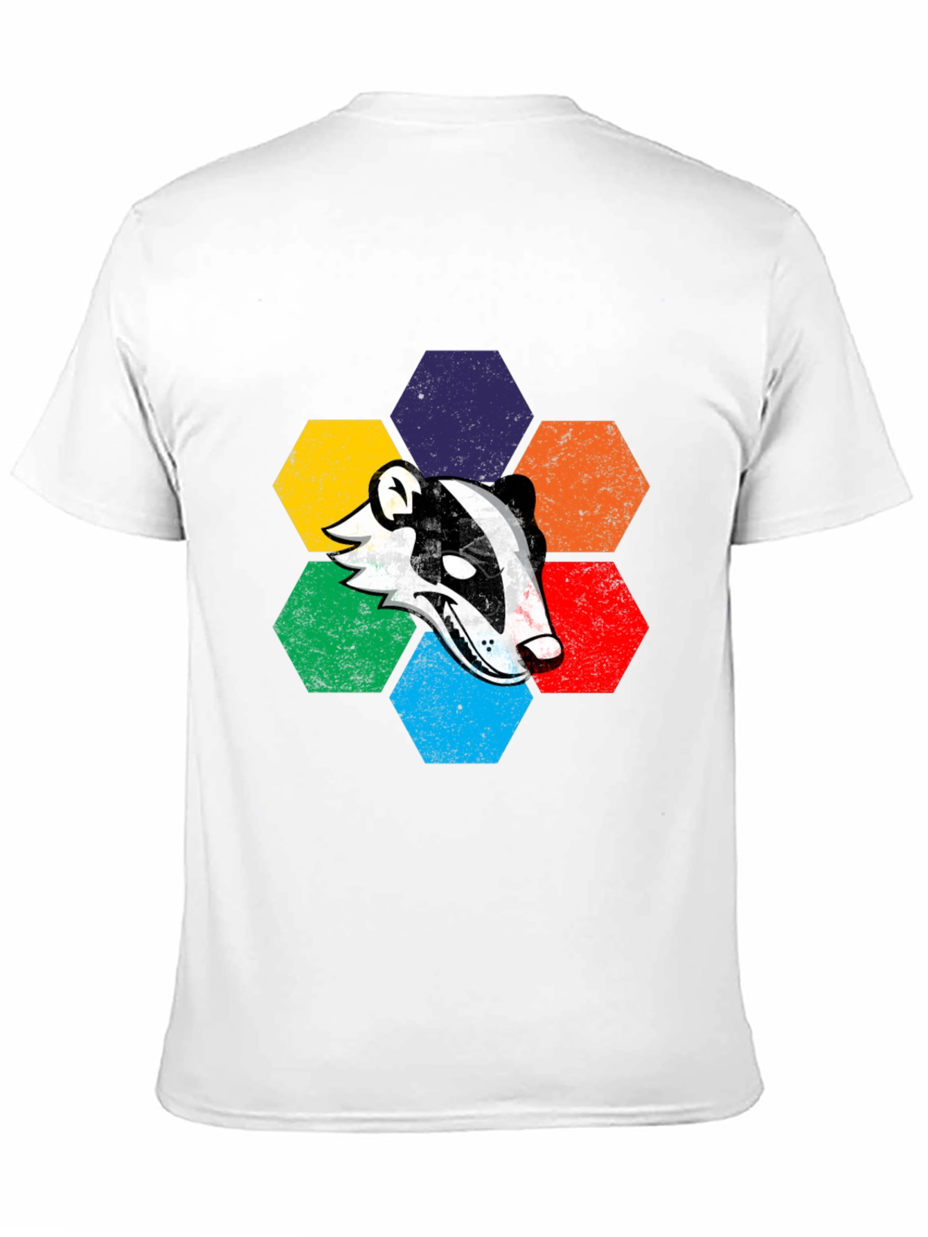 Retro Badger Hexagon Graphic T-Shirt