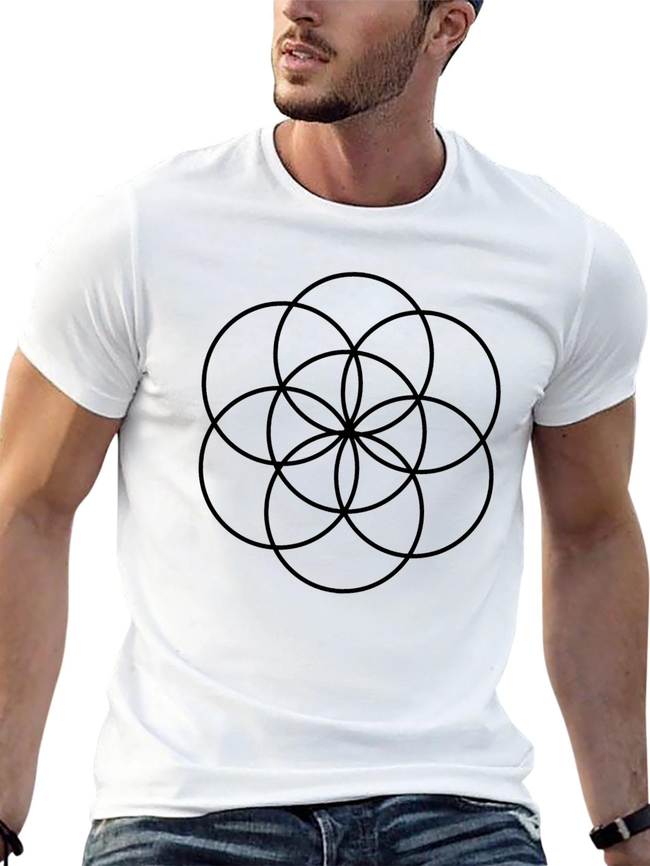 Geometric Circle T-Shirt - Black Cotton Blend