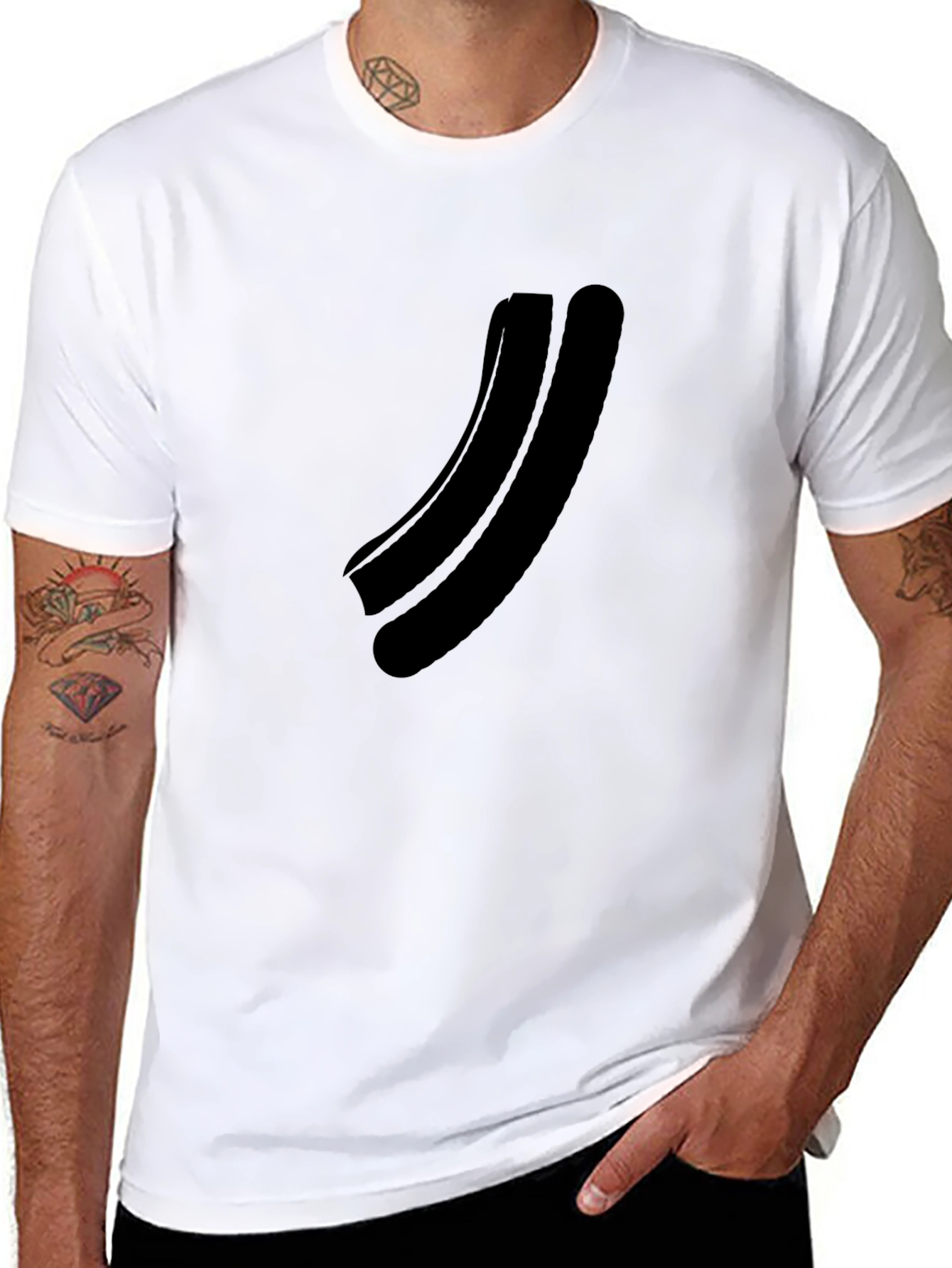 Minimalist Black Curved Graphic T-Shirt