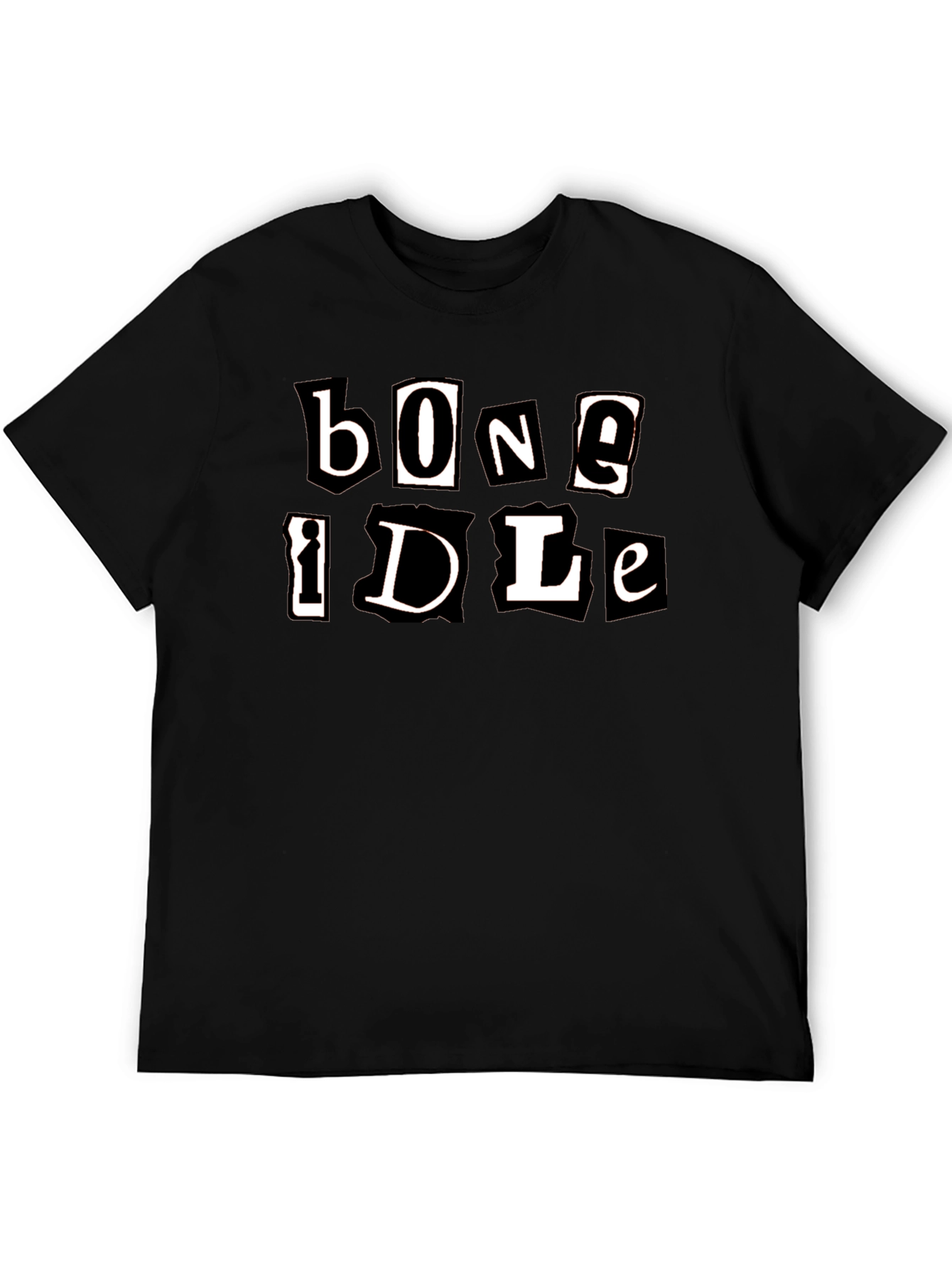 Bone Idle Cutout Letter Graphic T-Shirt
