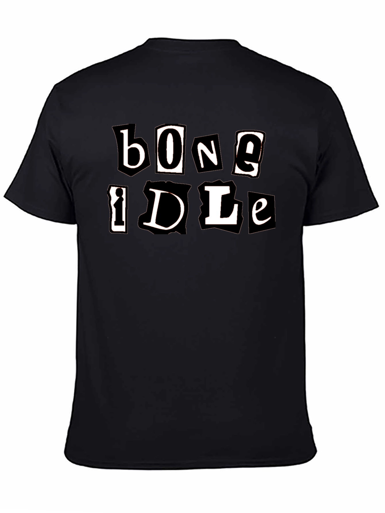 Bone Idle Cutout Letter Graphic T-Shirt