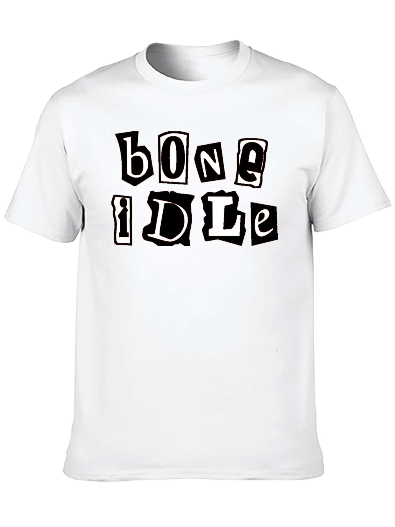 Bone Idle Cutout Letter Graphic T-Shirt