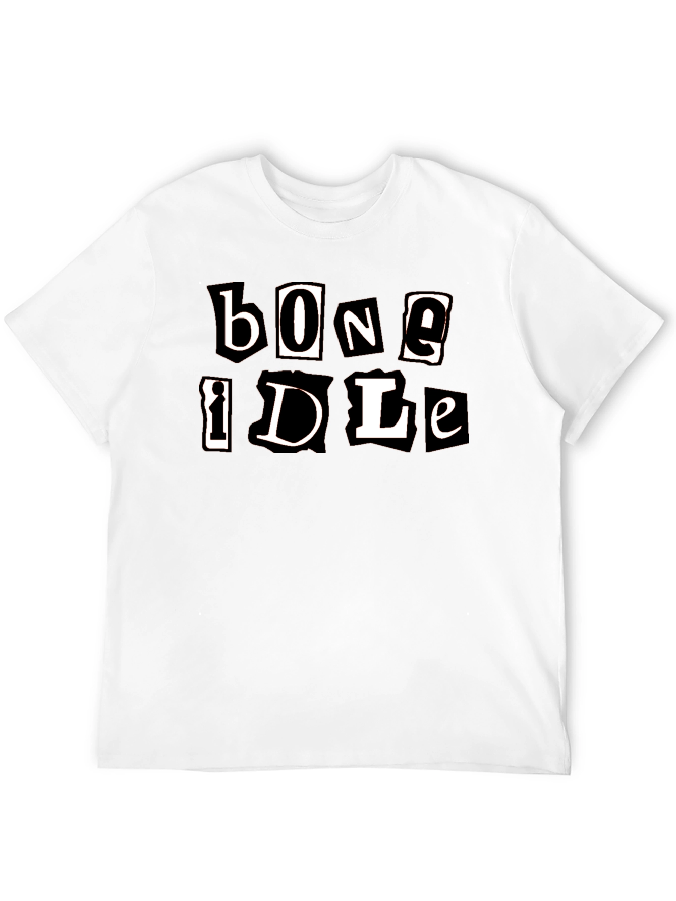 Bone Idle Cutout Letter Graphic T-Shirt