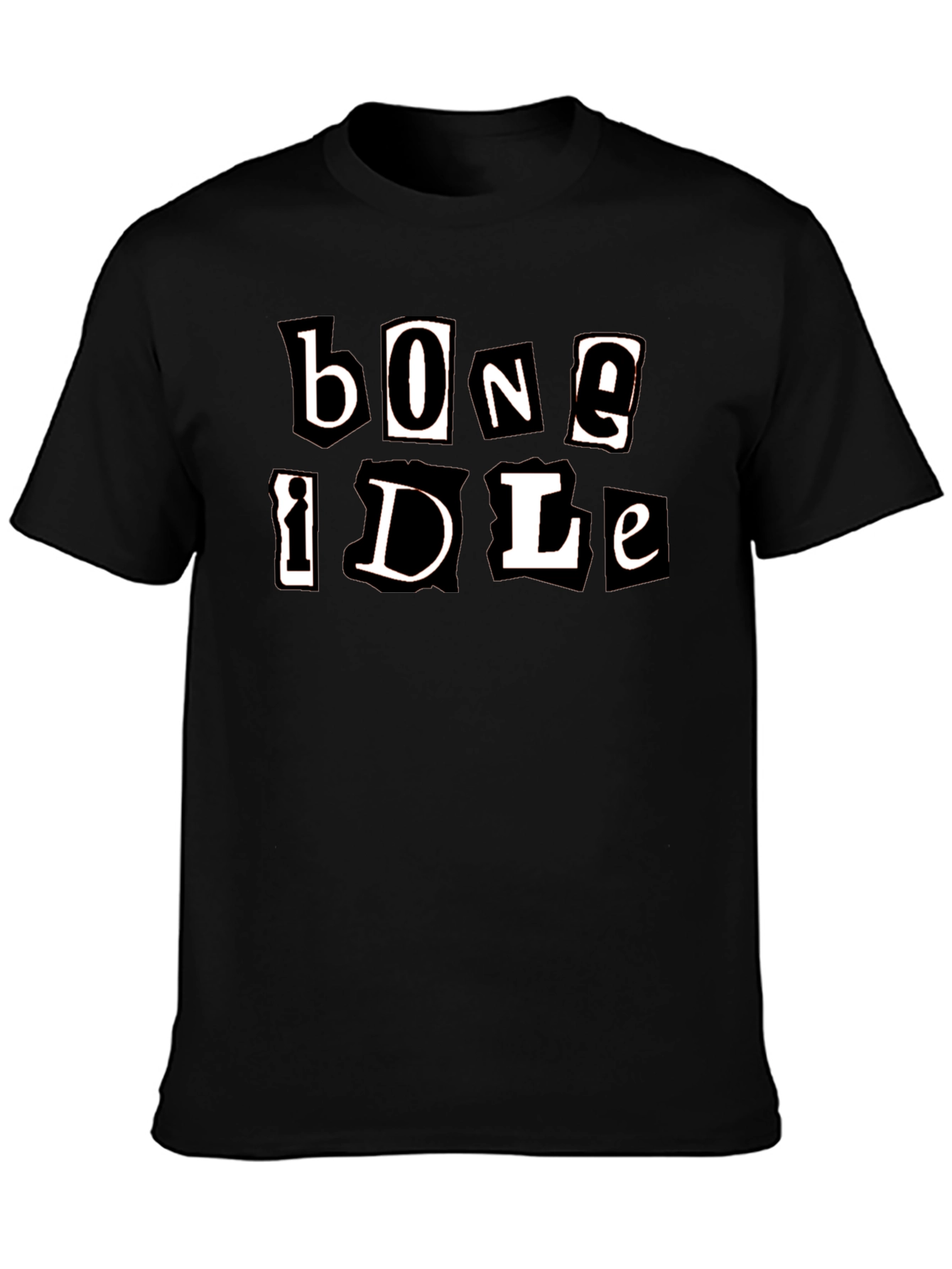 Bone Idle Cutout Letter Graphic T-Shirt