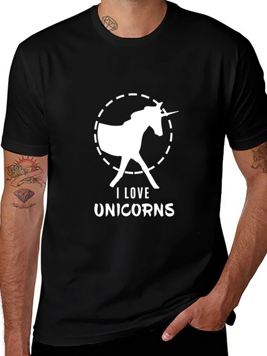 I Love Unicorns Black T-Shirt - Mens