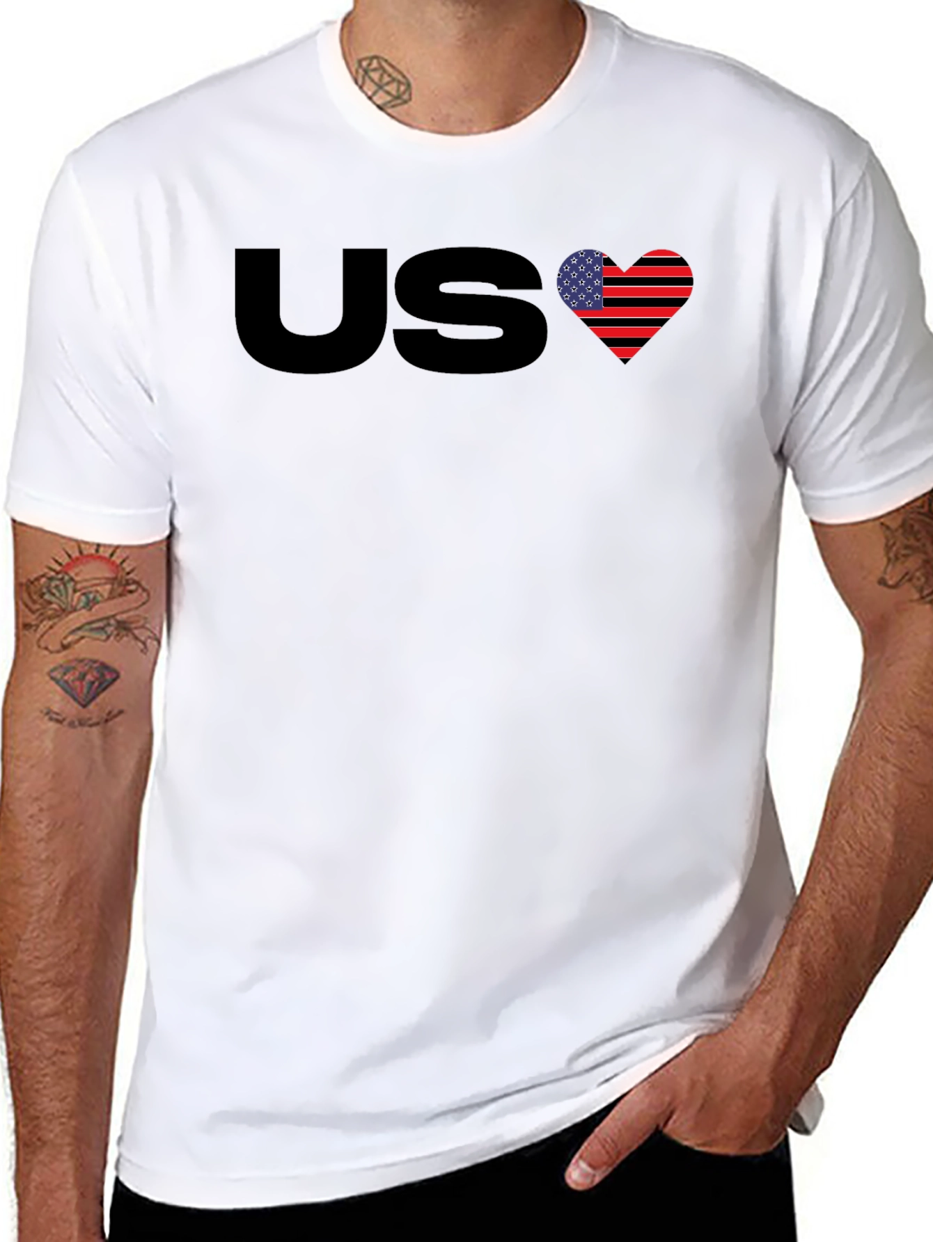 US Flag Heart Graphic T-Shirt