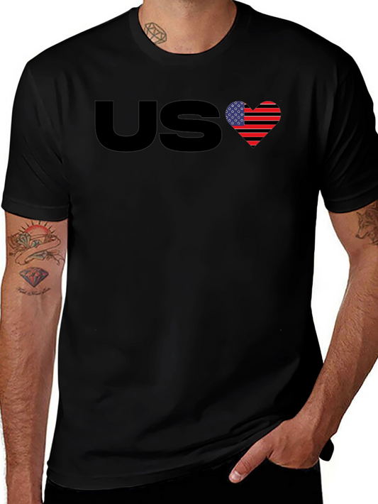 US Flag Heart Graphic T-Shirt
