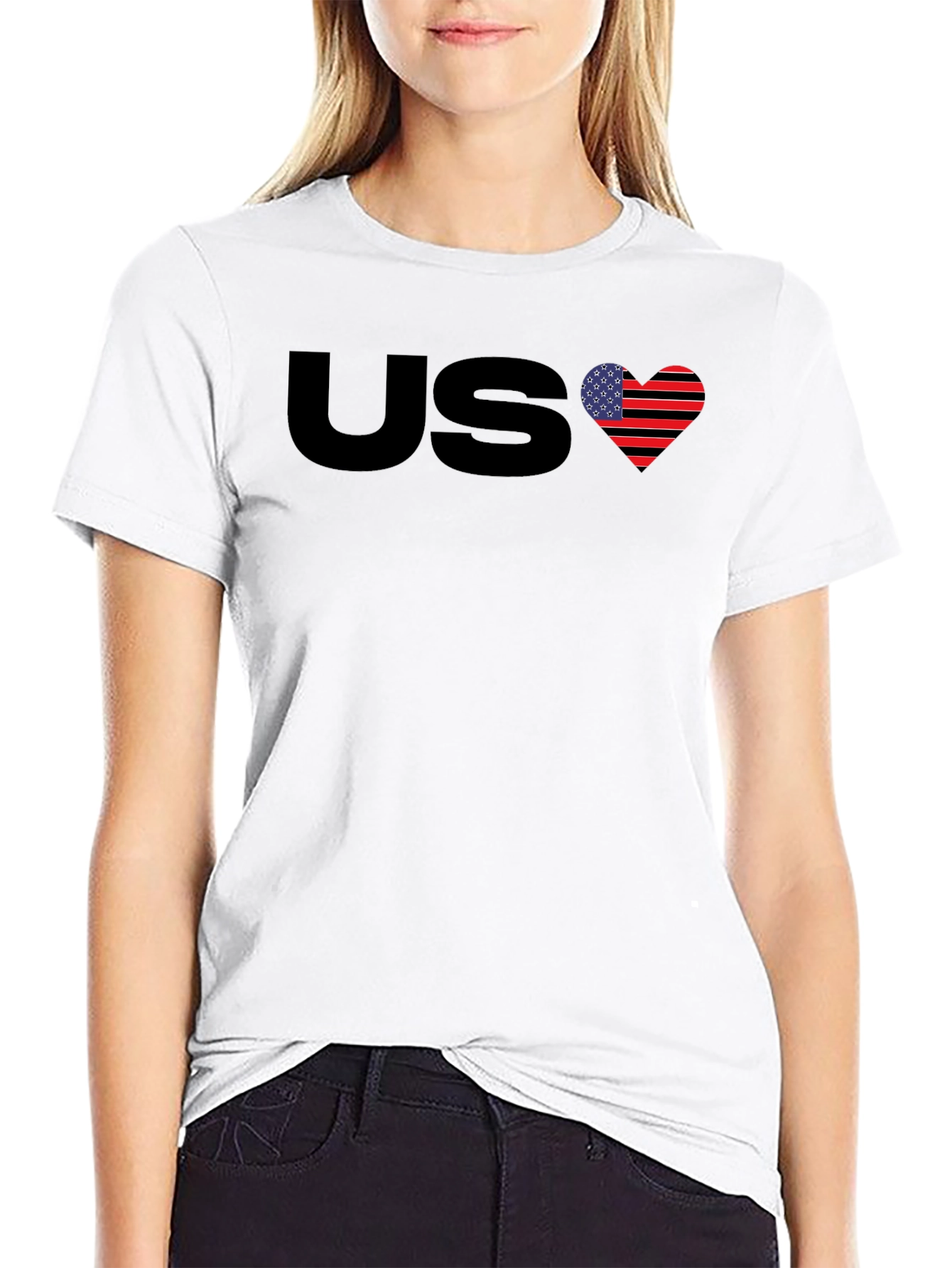 US Flag Heart Graphic T-Shirt