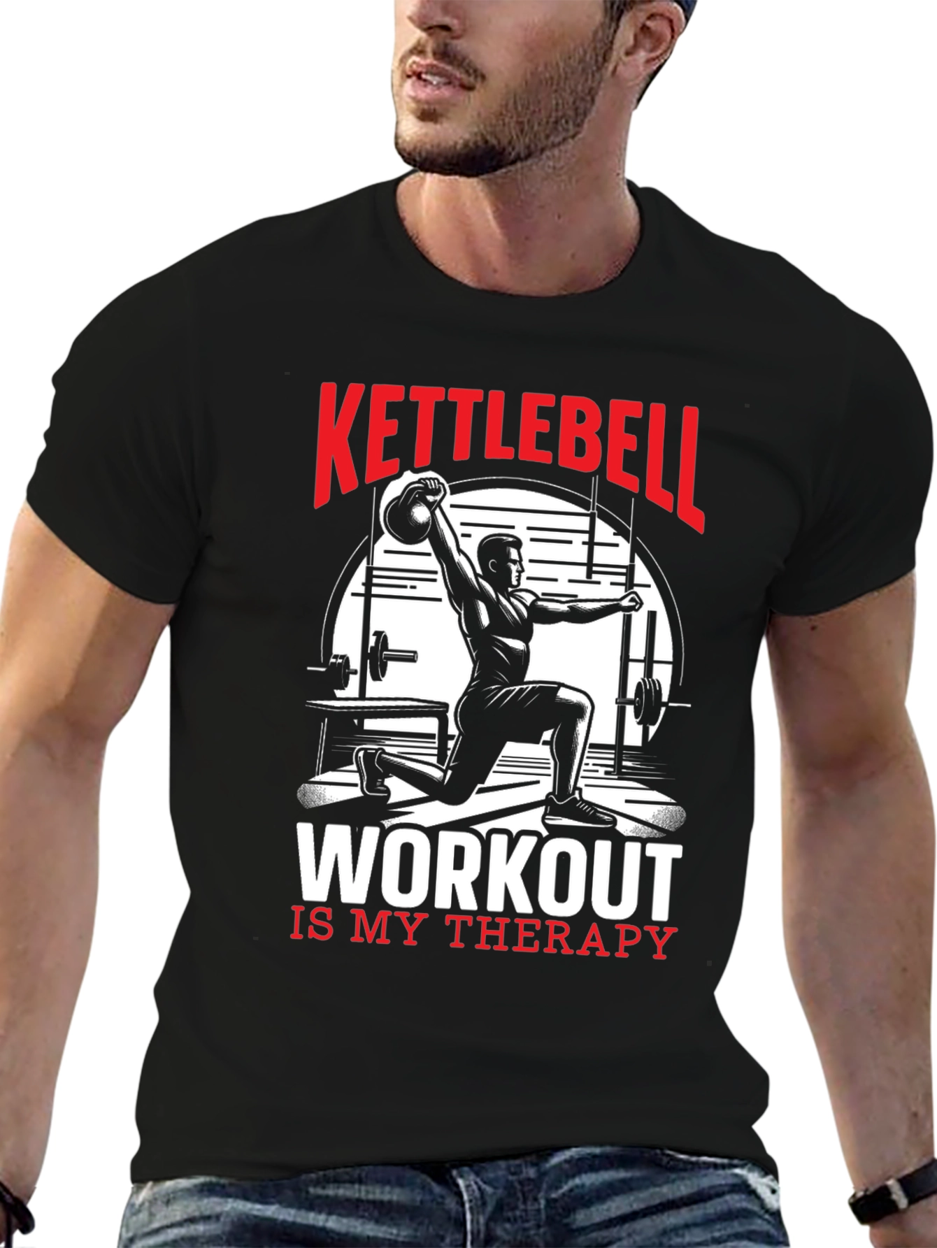 Kettlebell Workout Graphic Tee - Fitness Therapy Shirt