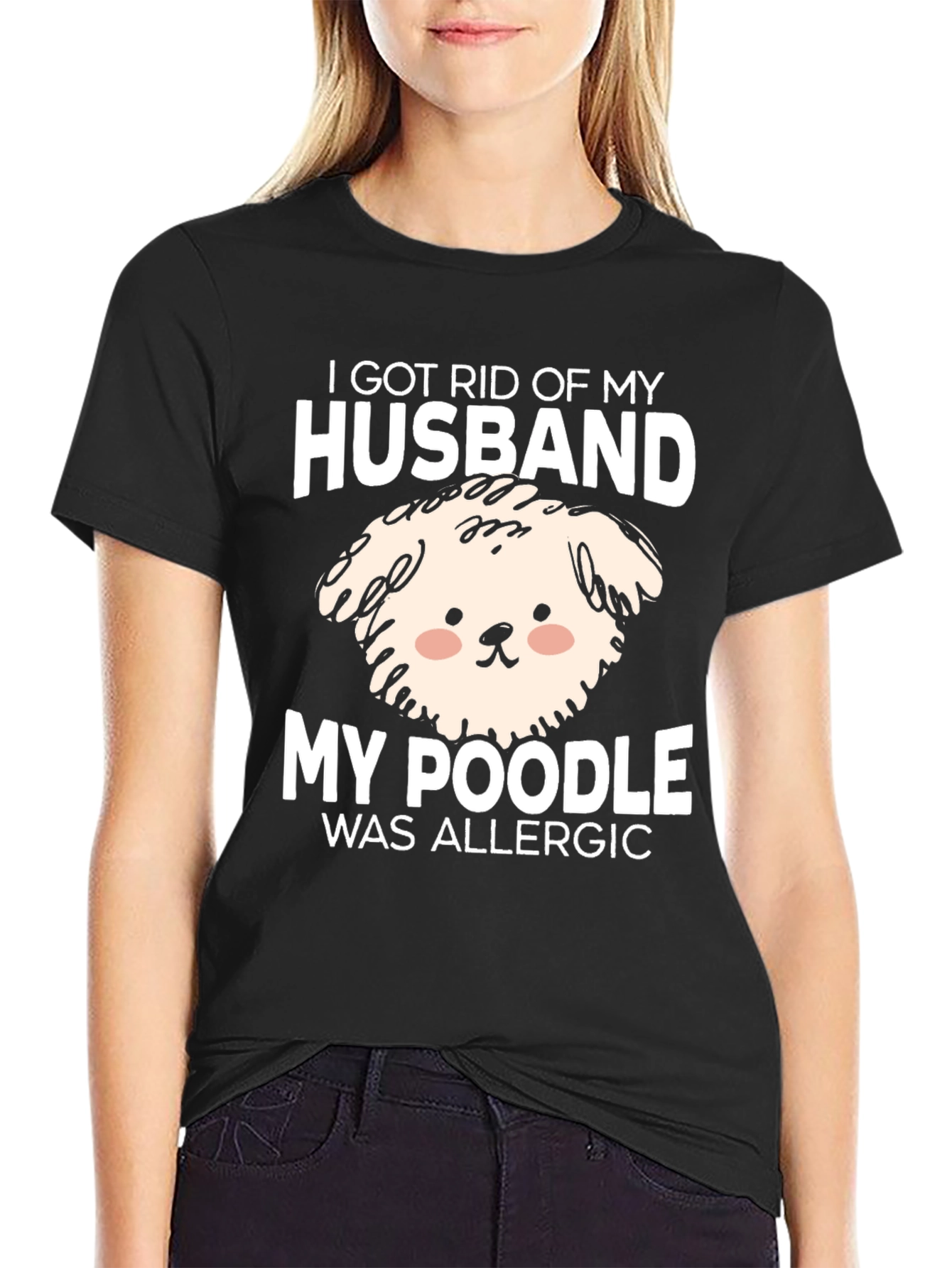 Husband Poodle Allergy Novelty Graphic Tee