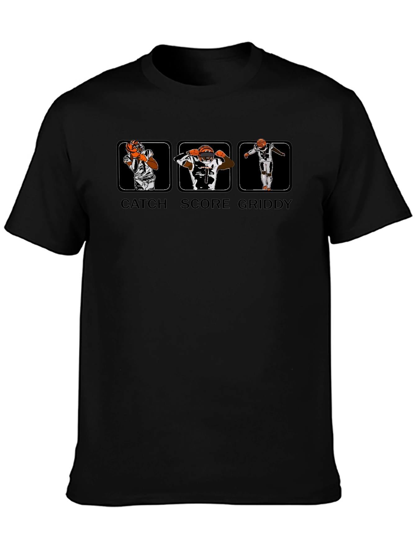 Catch Score Griddy Black T-Shirt