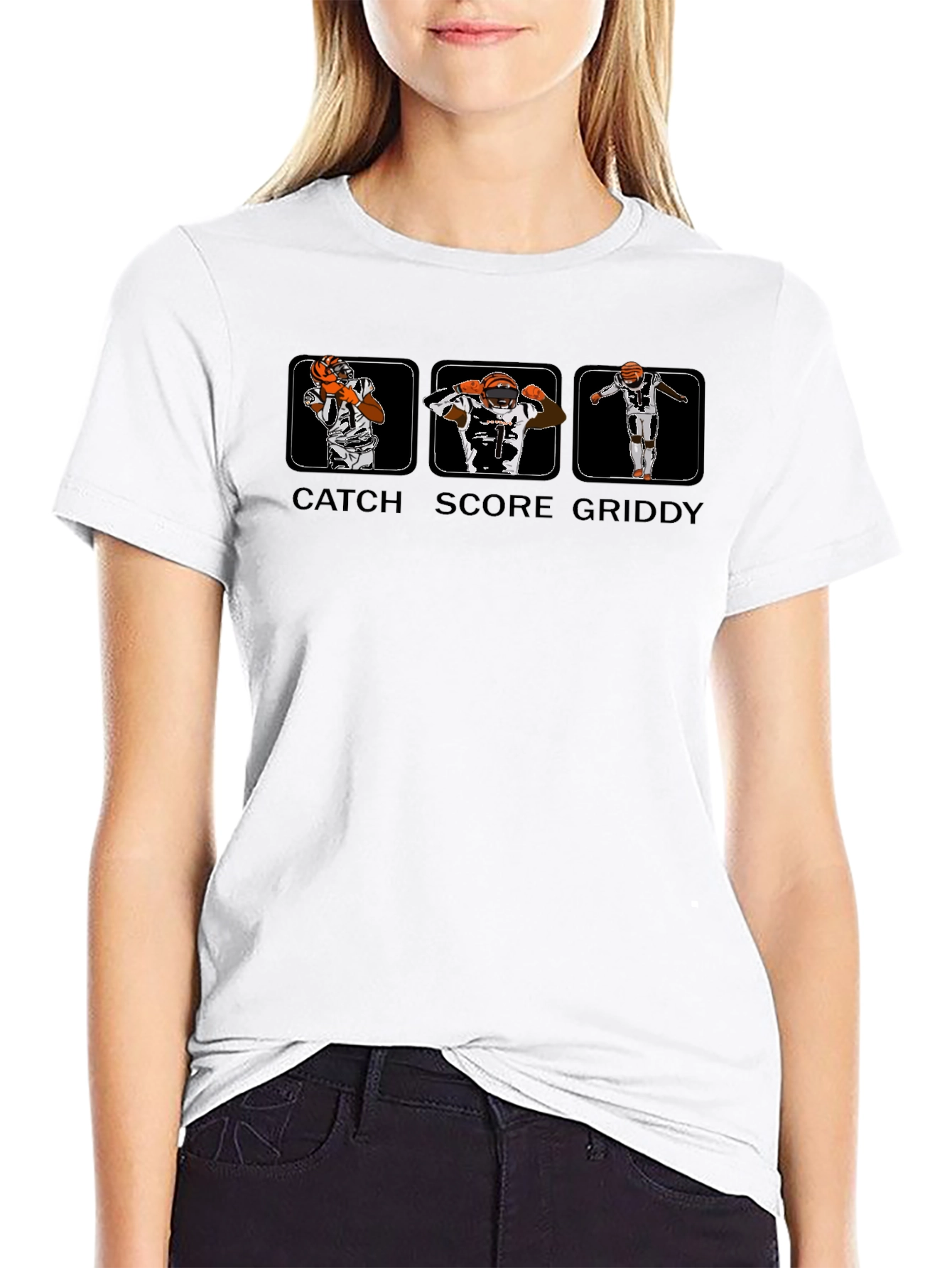 Catch Score Griddy Black T-Shirt