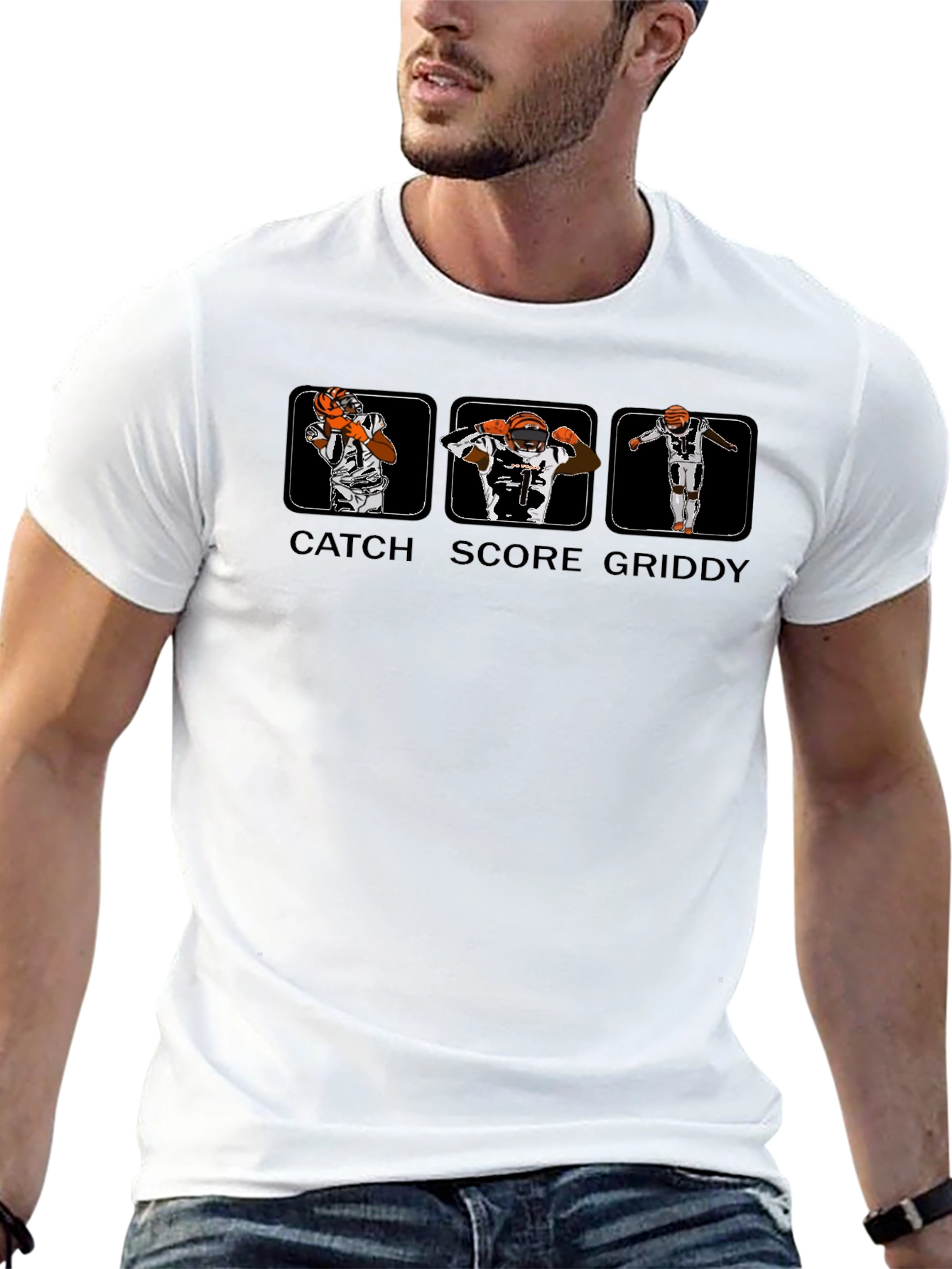 Catch Score Griddy Black T-Shirt