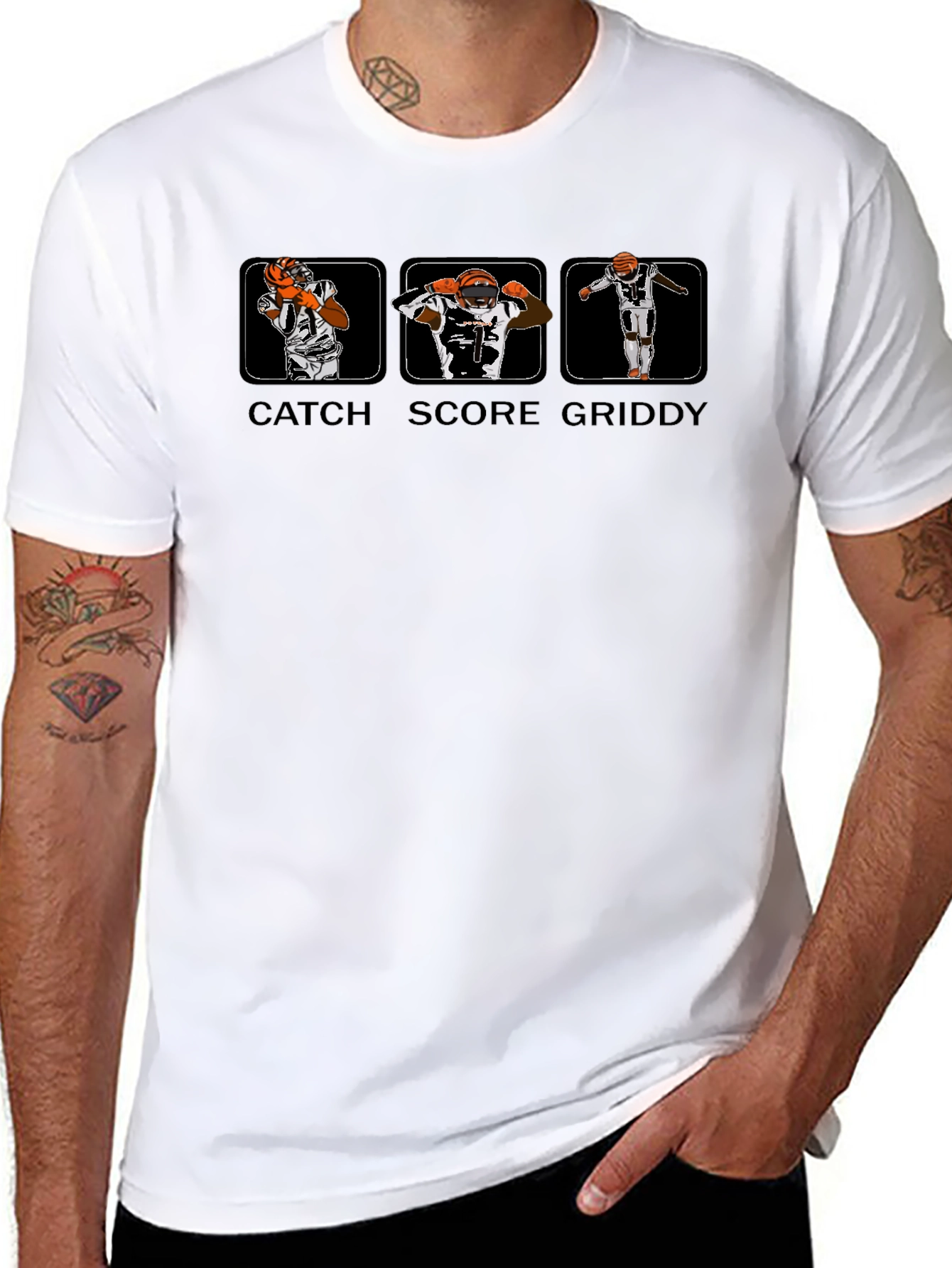 Catch Score Griddy Black T-Shirt