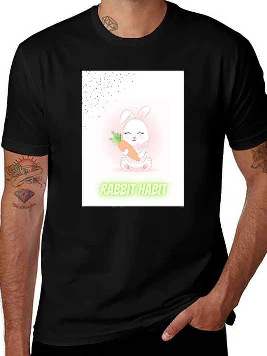 Cute Rabbit Habit Graphic Tee - Trendy Unisex T-Shirt