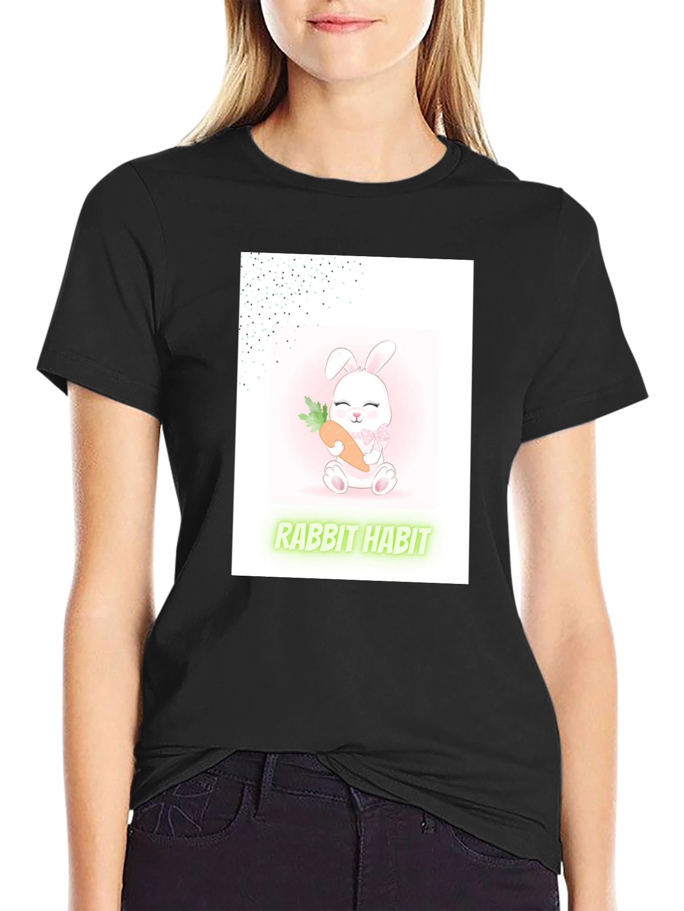 Cute Rabbit Habit Graphic Tee - Trendy Unisex T-Shirt