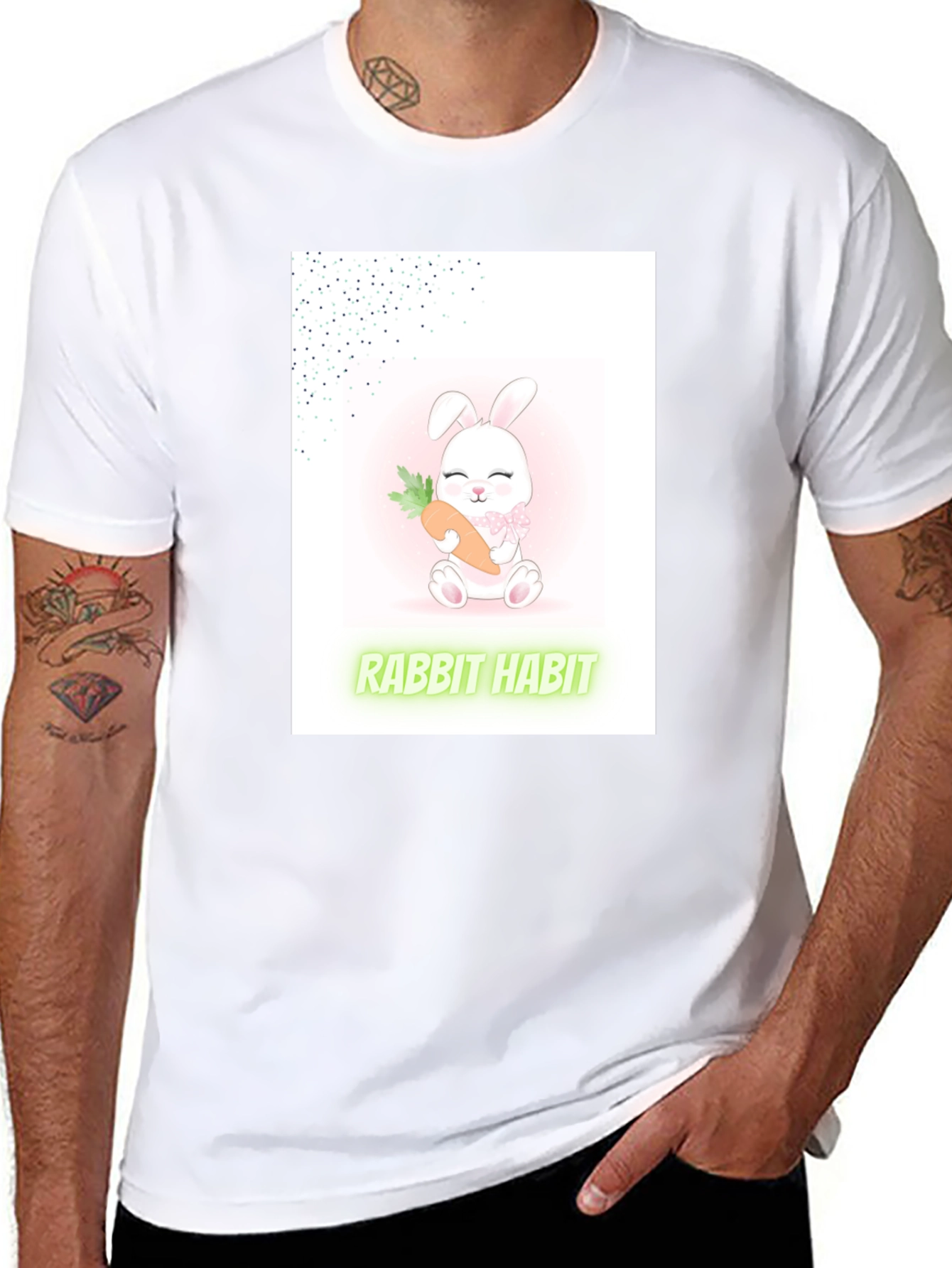 Cute Rabbit Habit Graphic Tee - Trendy Unisex T-Shirt