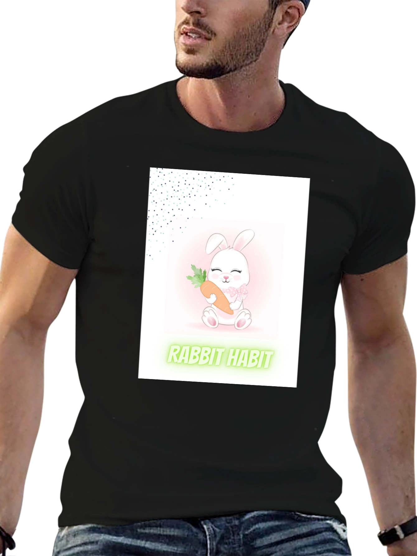 Cute Rabbit Habit Graphic Tee - Trendy Unisex T-Shirt