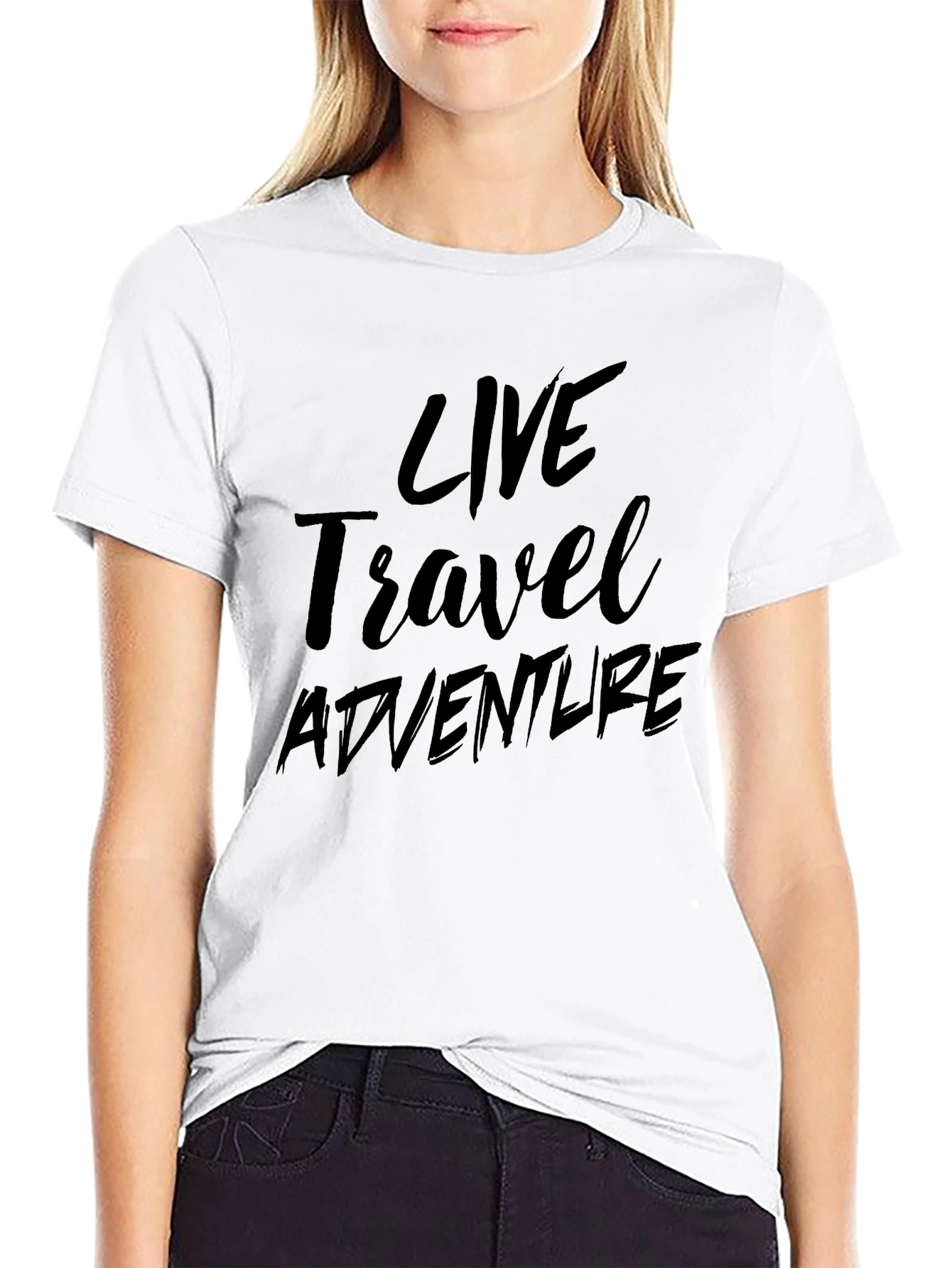 Live Travel Adventure Mens Black Graphic Tee