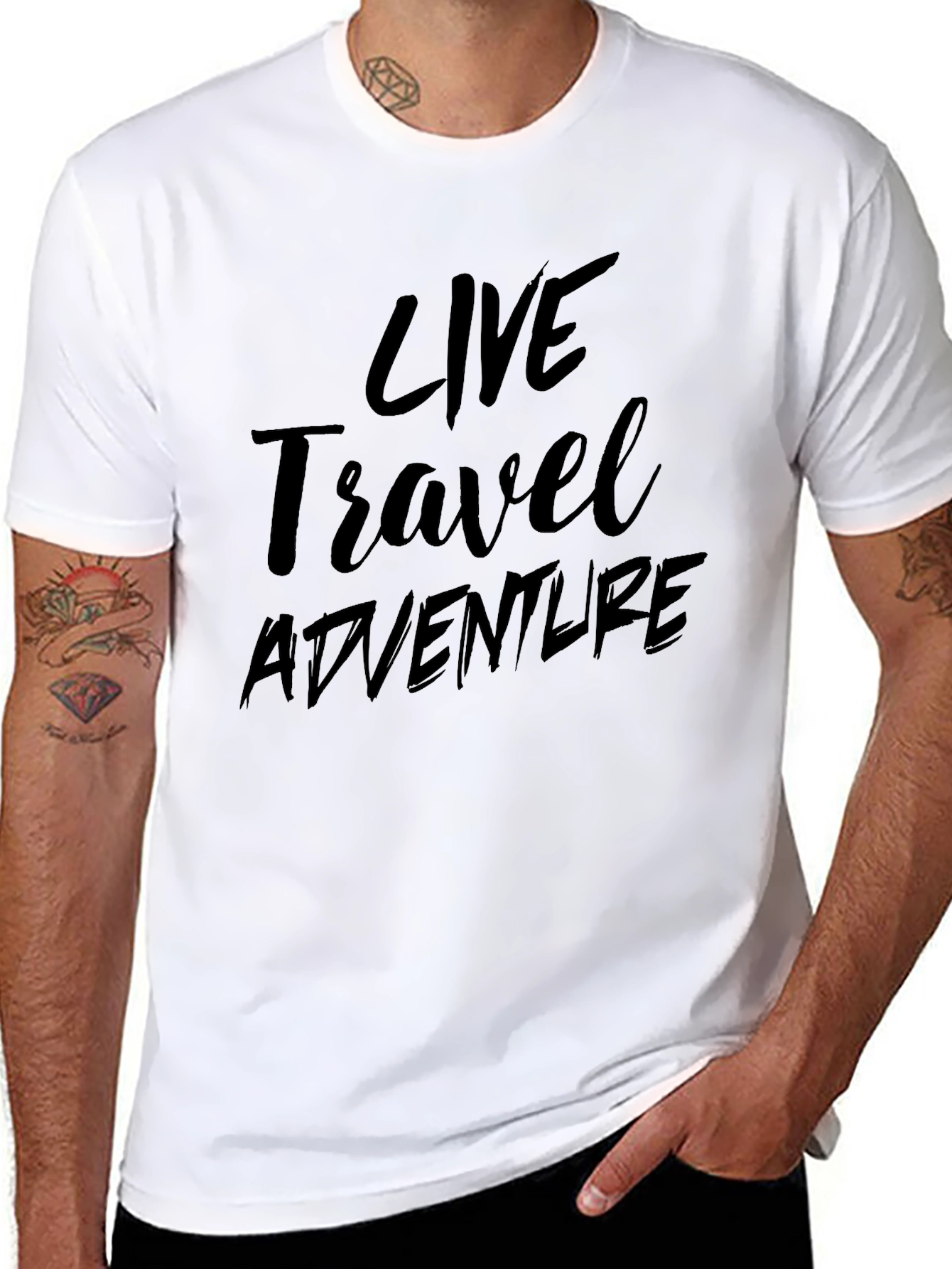 Live Travel Adventure Mens Black Graphic Tee