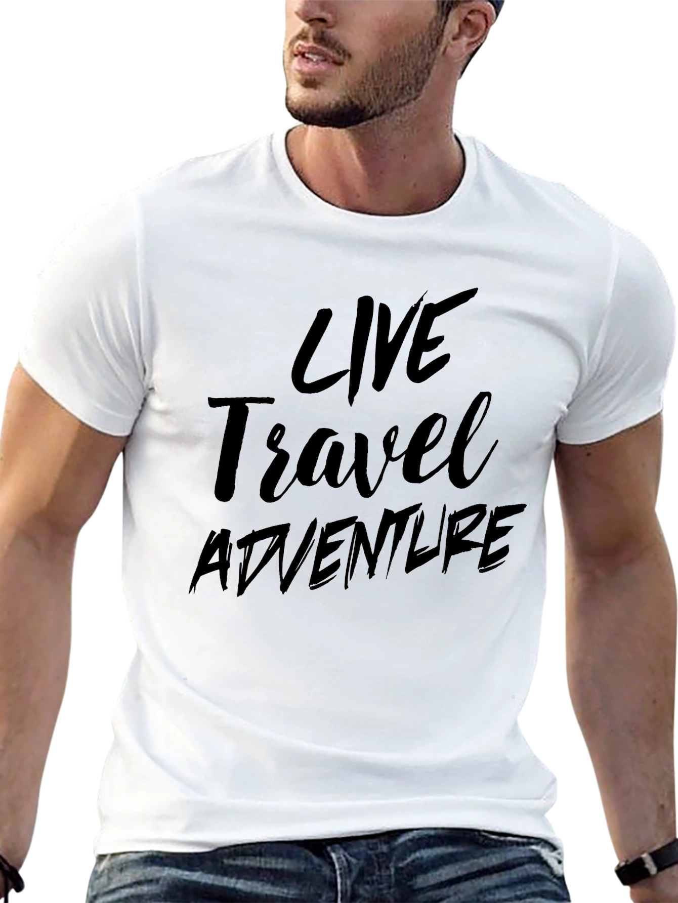 Live Travel Adventure Mens Black Graphic Tee