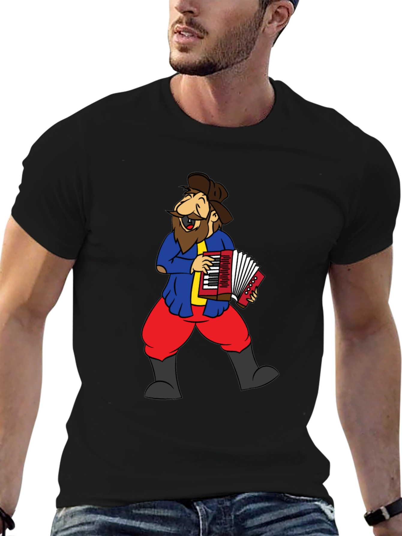 Accordion Player Graphic Tee - Black